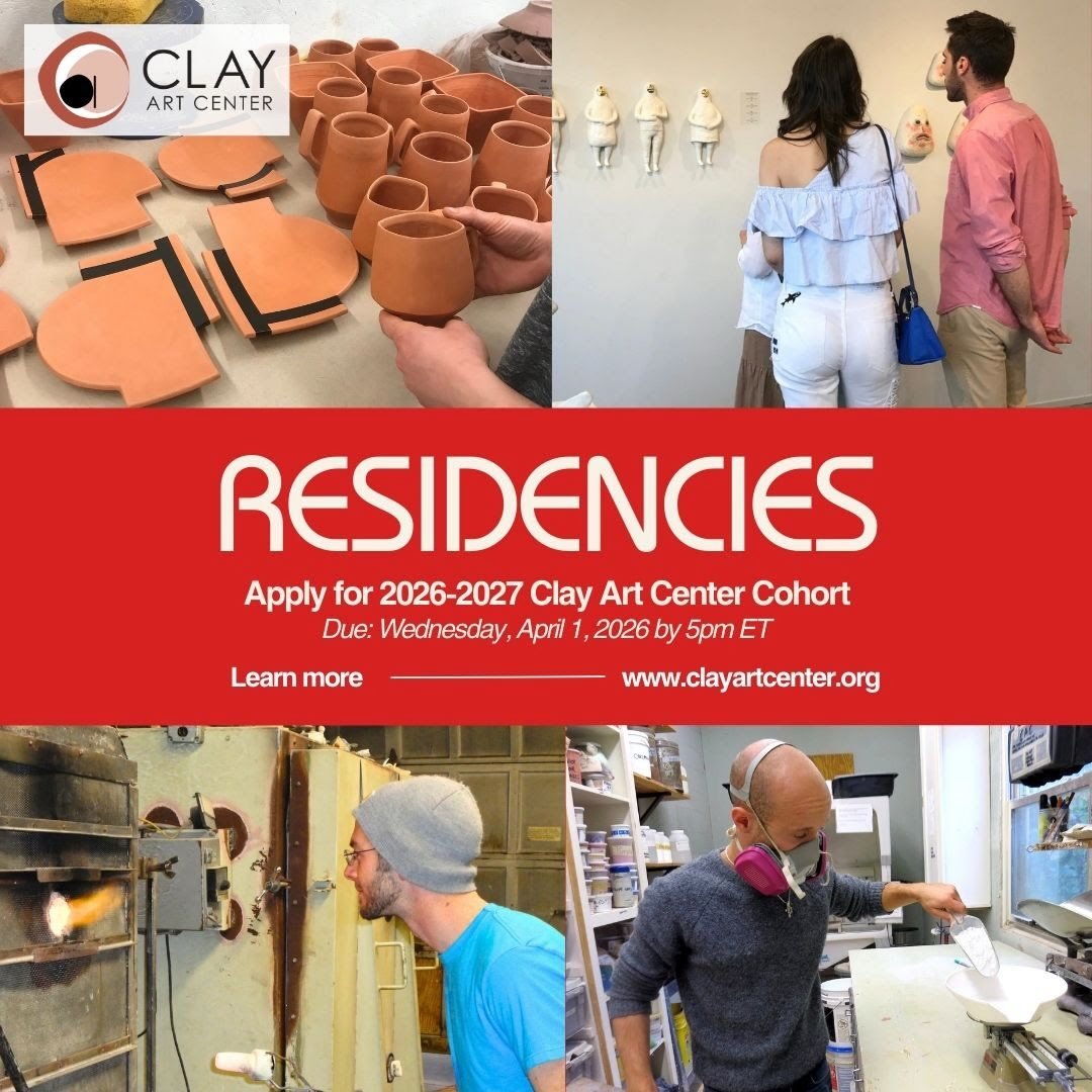 Deadline Approaching! 
Applications are due April 1, by 5pm

Clay Art Center&rsquo;s year-long Residency and Fellowship programs, which commence each year in September, are uniquely designed for emerging artists who need time and space to develop the