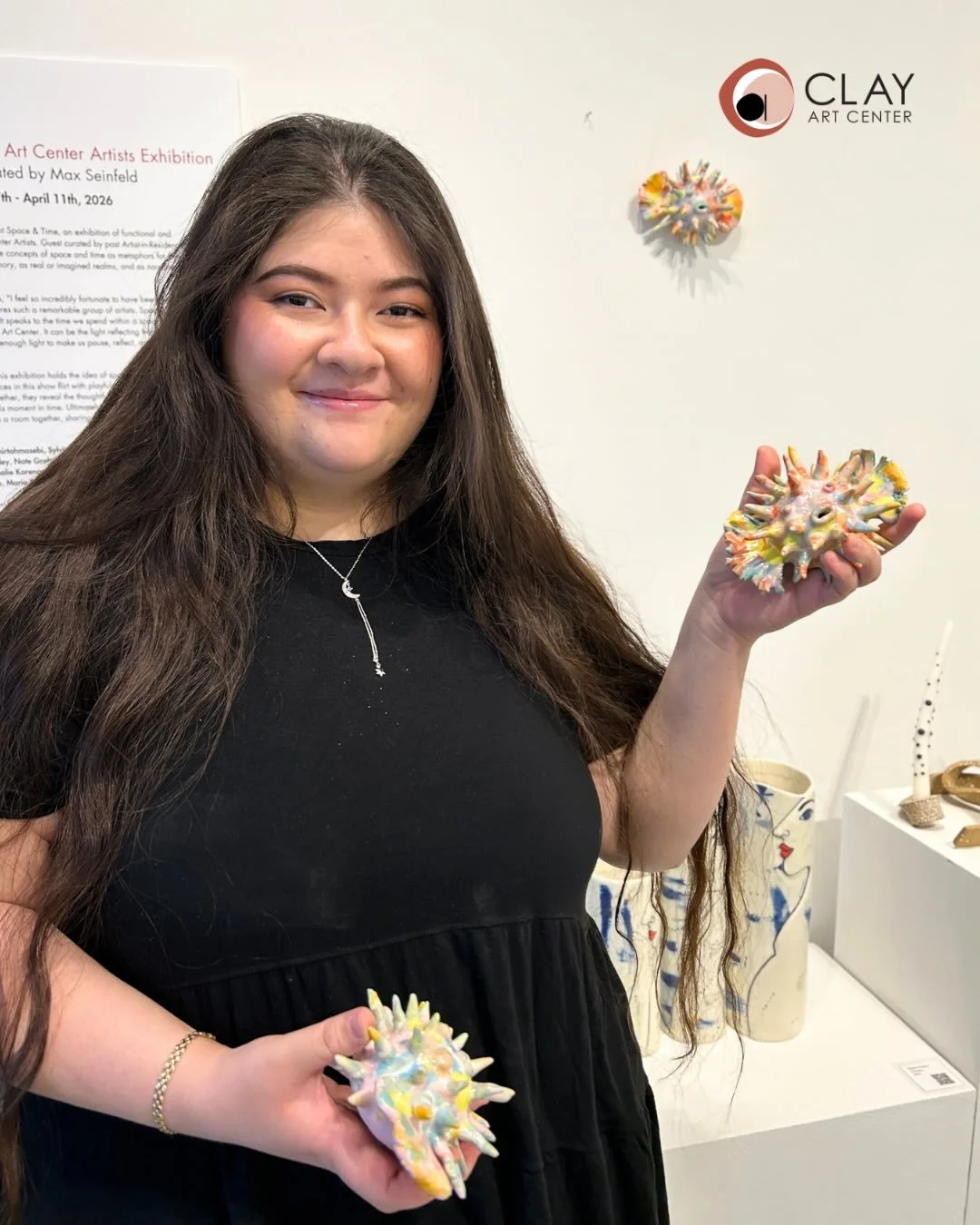 Second-year Clay Art Center Artist-in-Residence Christine Raposas will have new work available at our Gallery Expo Booth @nceca next week! These puffer-fish wall sculptures will be among the works making their debut, along with finger-inspired jewelr