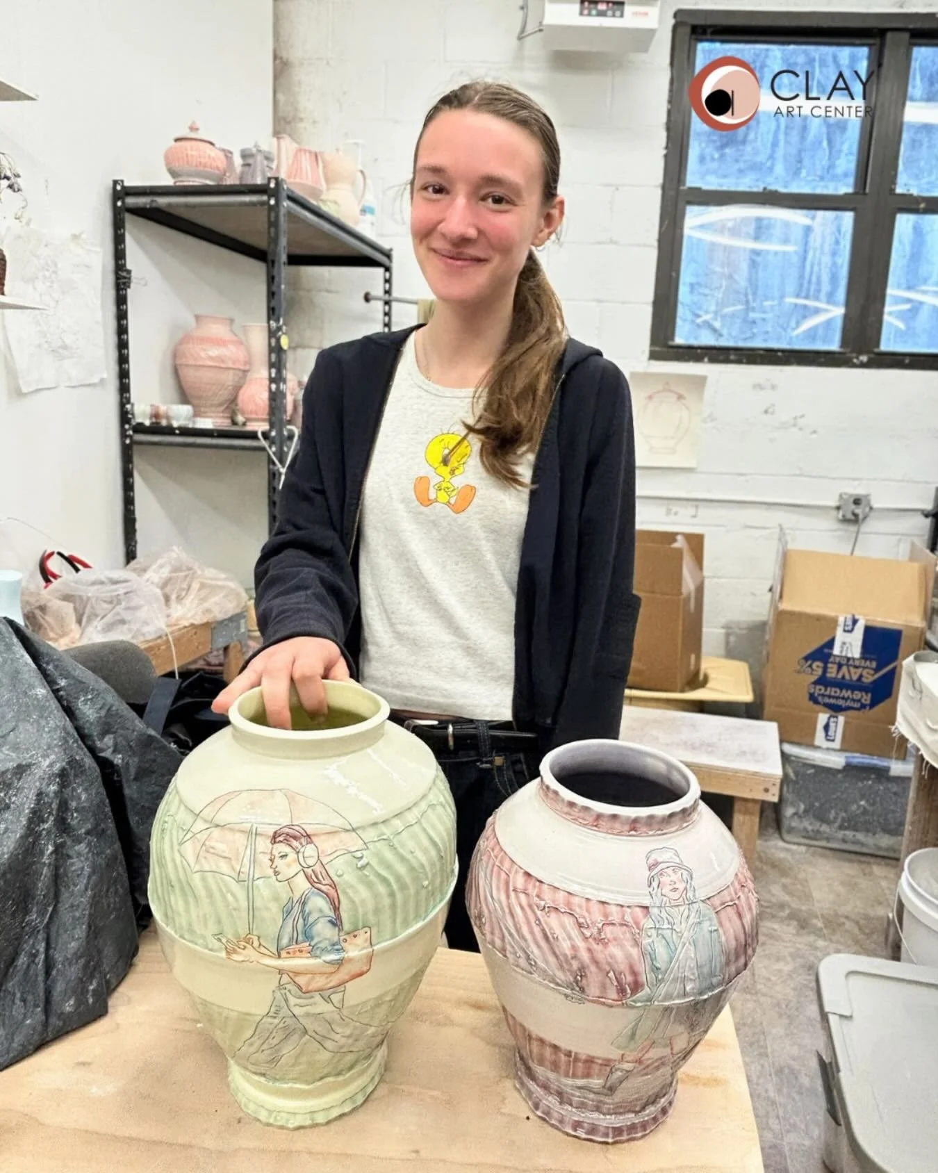 Meet Second-Year Clay Art Center Artist-in-Residence Carley Holzem! On Wednesday, March 25, join us at our NCECA Gallery Expo Booth at 3:40pm for an Artist Talk with Carley and learn more about her inspirations and processes.

Carley received her und