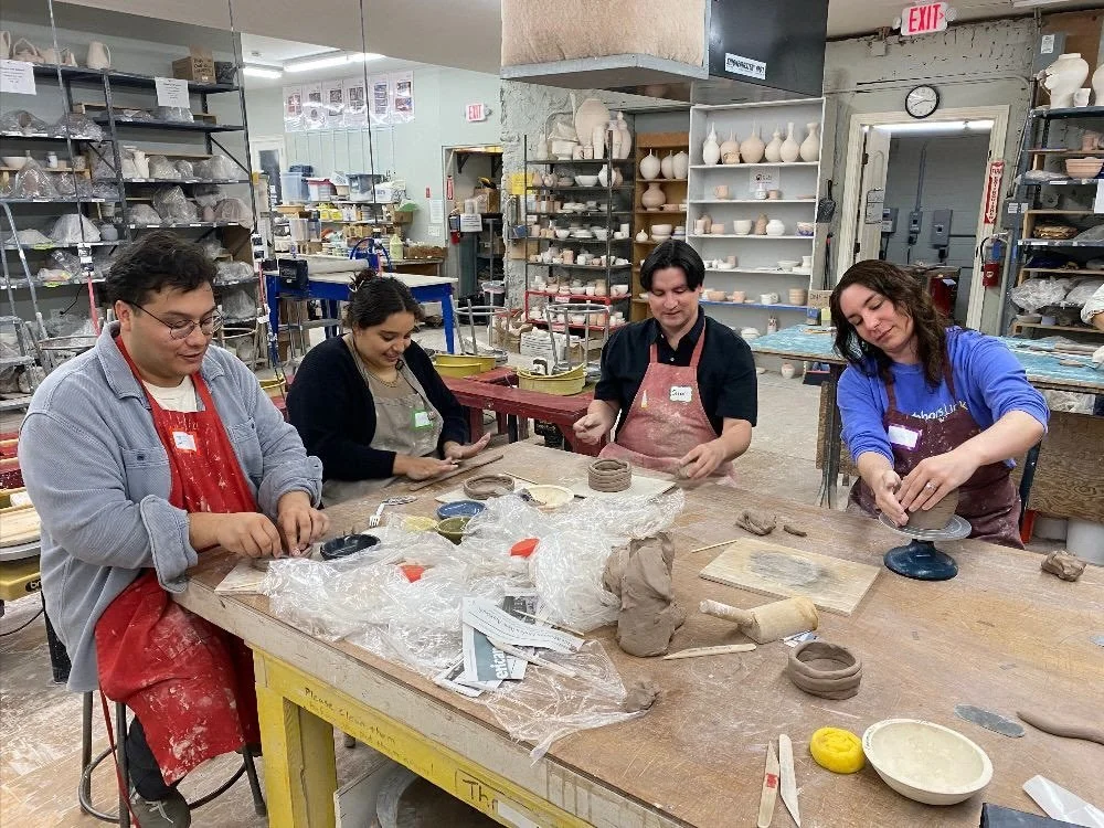 Community Partnerships at Clay Art Center.
 
Last week, Clay Art Center hosted staff members from Neighbors Link for a fun night of clay! The first class focused on beginner wheel techniques, while the second class explored coil building vessels. Nei