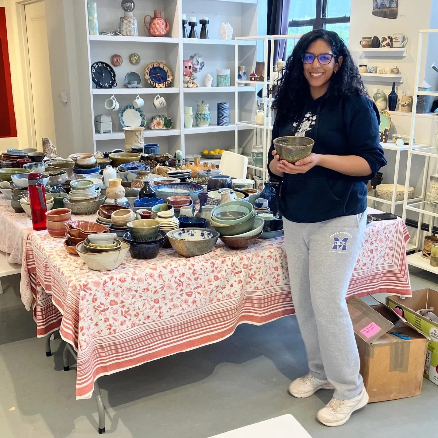 It&rsquo;s a busy day at Clay Art Center as we prepare all the generously donated artist-made bowls to Rye Presbyterian Church for EMPTY BOWLS. Join the fight against food insecurity in our community by coming along to the event this coming Sunday, M