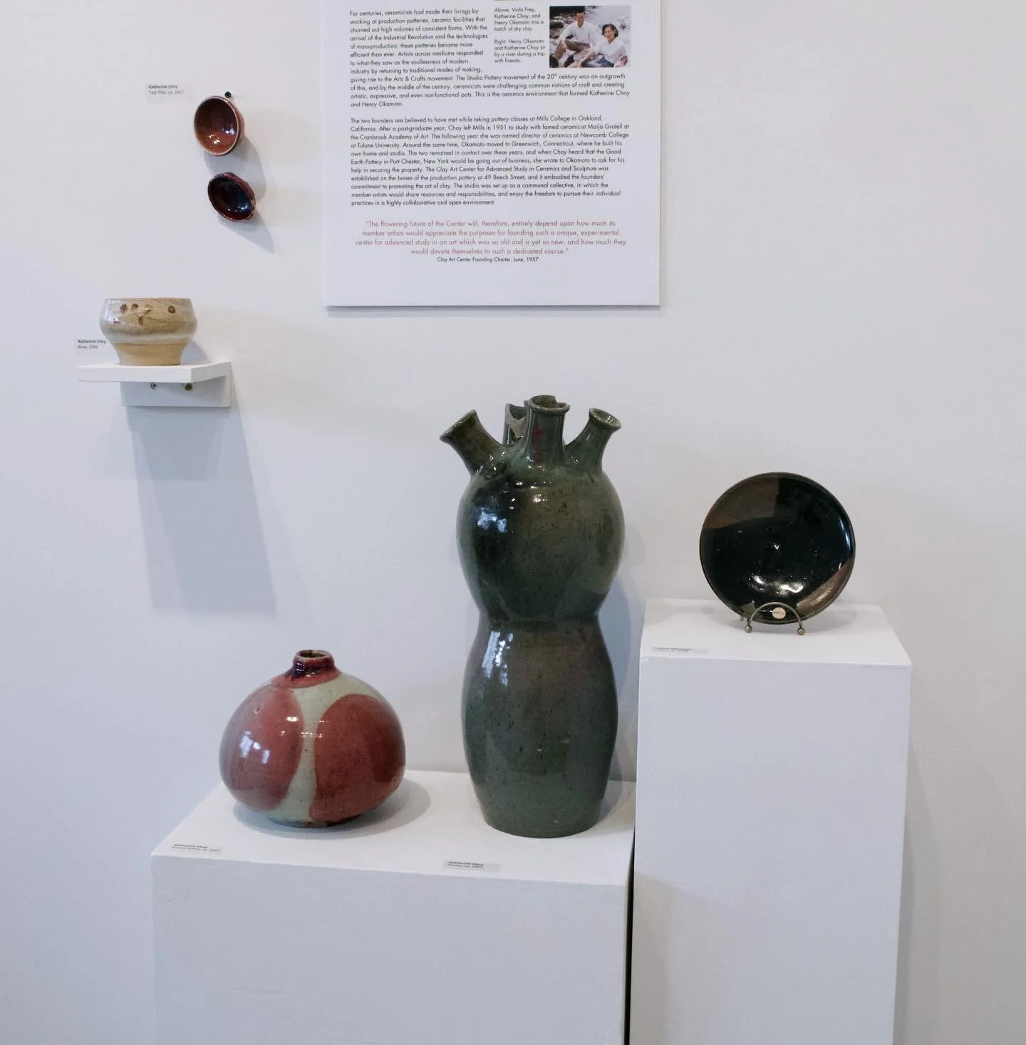 May is Asian American Pacific Islander Heritage Month and Clay Art Center begins honoring the artists who have made a direct impact on our community with a spotlight on our co-founders Katherine Choy and Henry Okamoto. On view now in our gallery is F