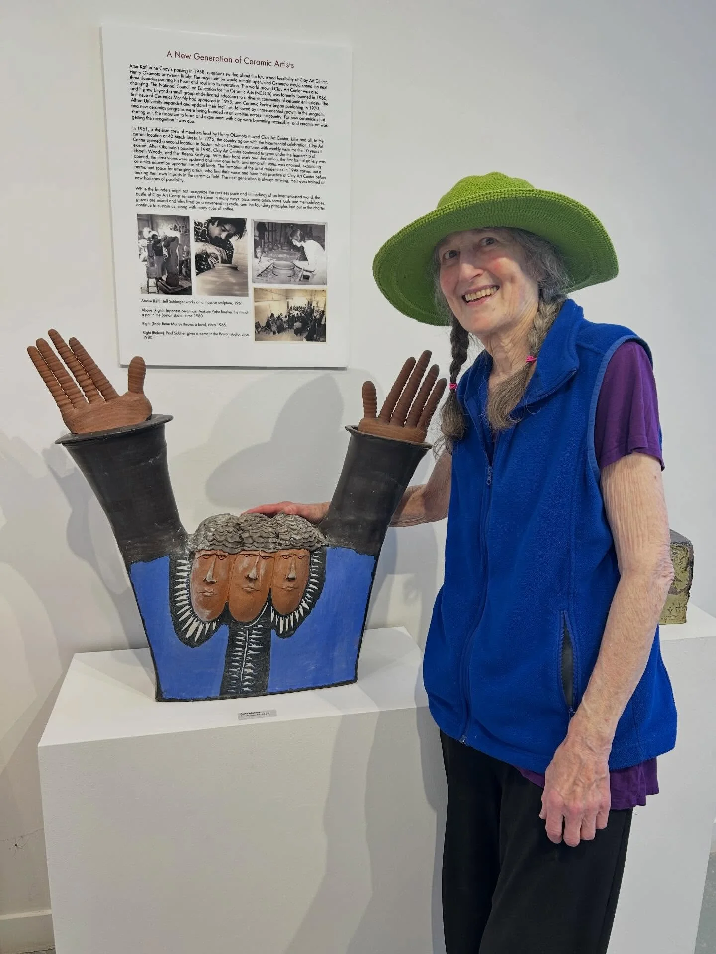 Today we welcomed artist Rene Murray to Clay Art Center gallery, along with filmmakers Andrew Baker and John Verhoff. Rene&rsquo;s work is featured in our current exhibition Finding the Center, as she developed her early career at Clay Art Center. Du