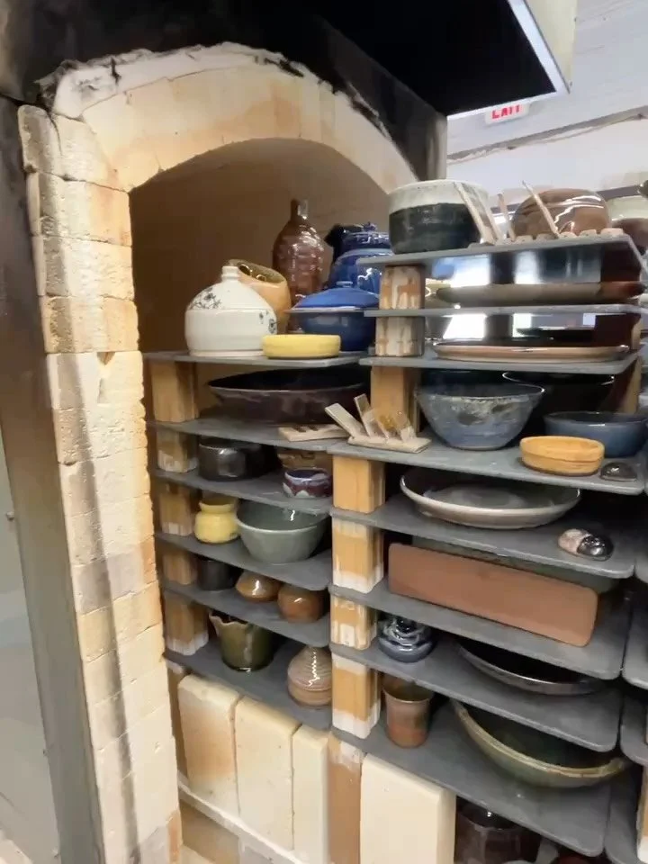Sound up! Listen to the sweet sounds of pottery cooling against the backdrop of birds singing outside. Spring is definitely in the air! A trip through the classrooms, studios, and firing facilities at Clay Art Center is always fun. We get to see pott