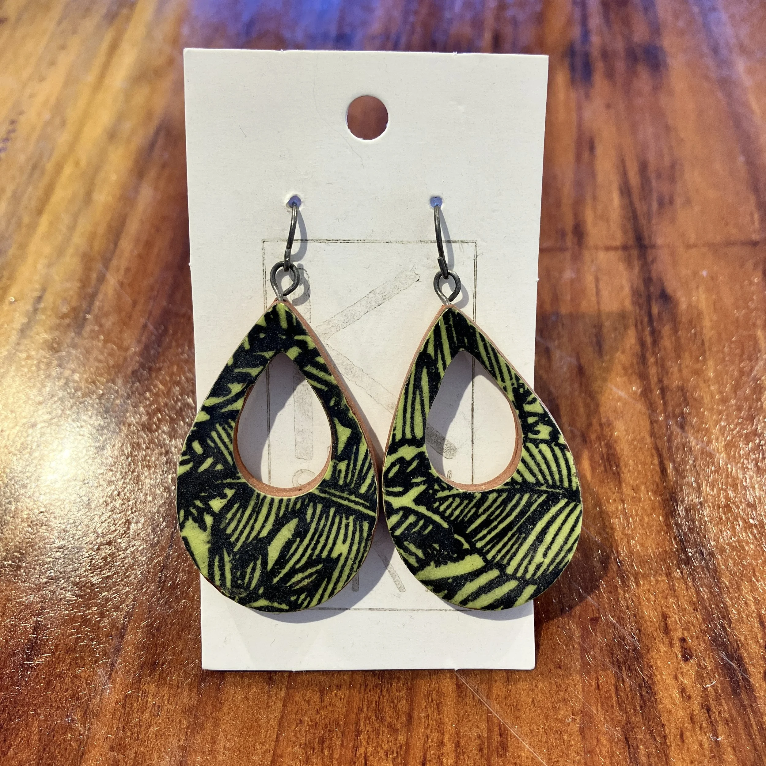 Kelli Stewart Green Leaf Earrings