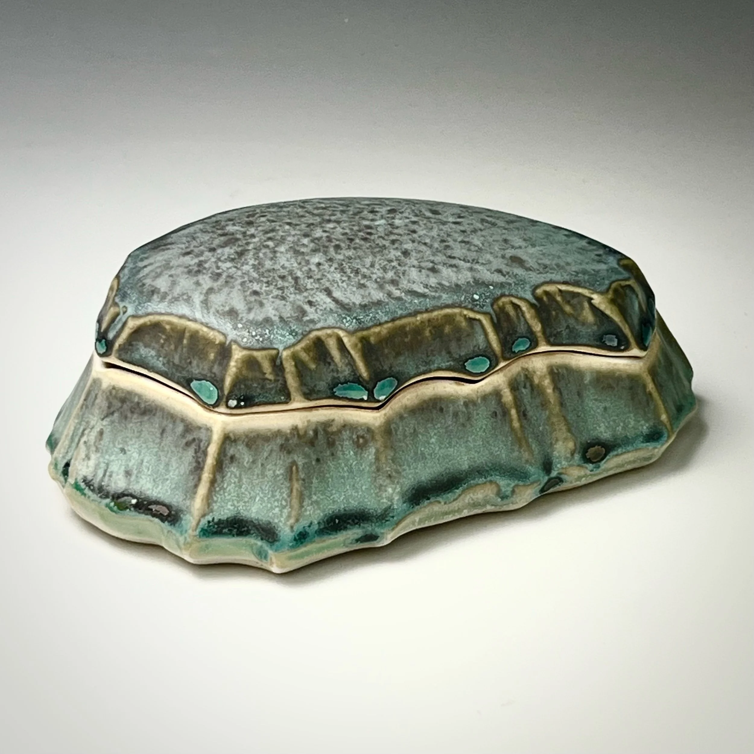 Jon Townley Dark Turquoise Carved Treasure Box