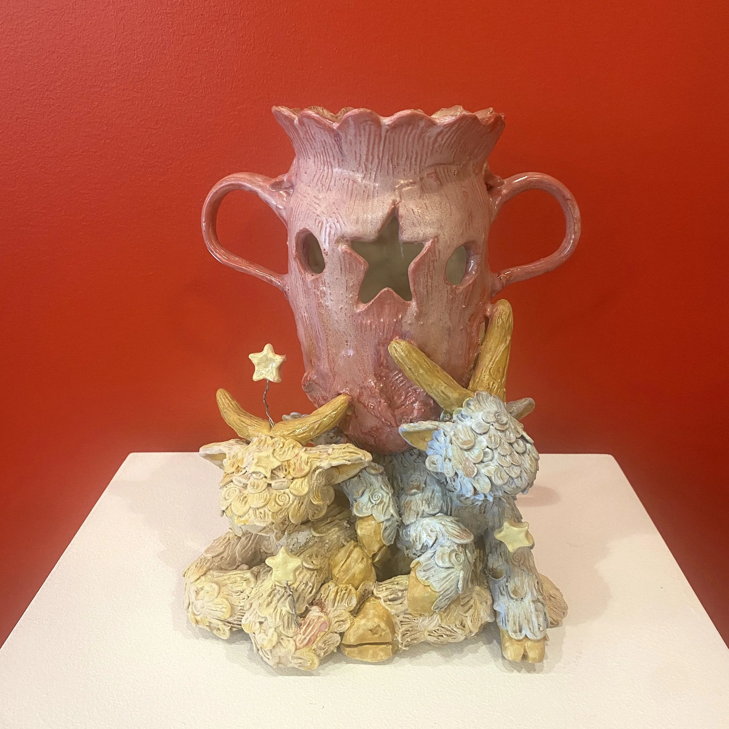 Jess Levin Vessel with Two Playful Creatures