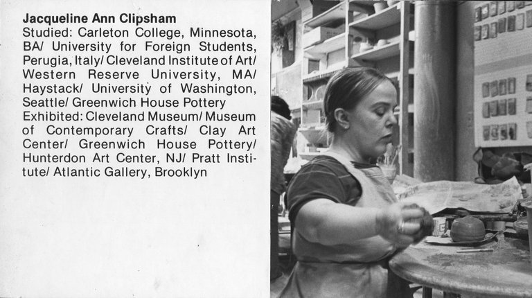 "Brooklyn Museum Art School faculty. Jacqueline Ann Clipsham, ca. 1979.", 1979. Bw photographic print. Brooklyn Museum, Art School. (Photo: Brooklyn Museum, MAS_Vfacultyi003.jpg)