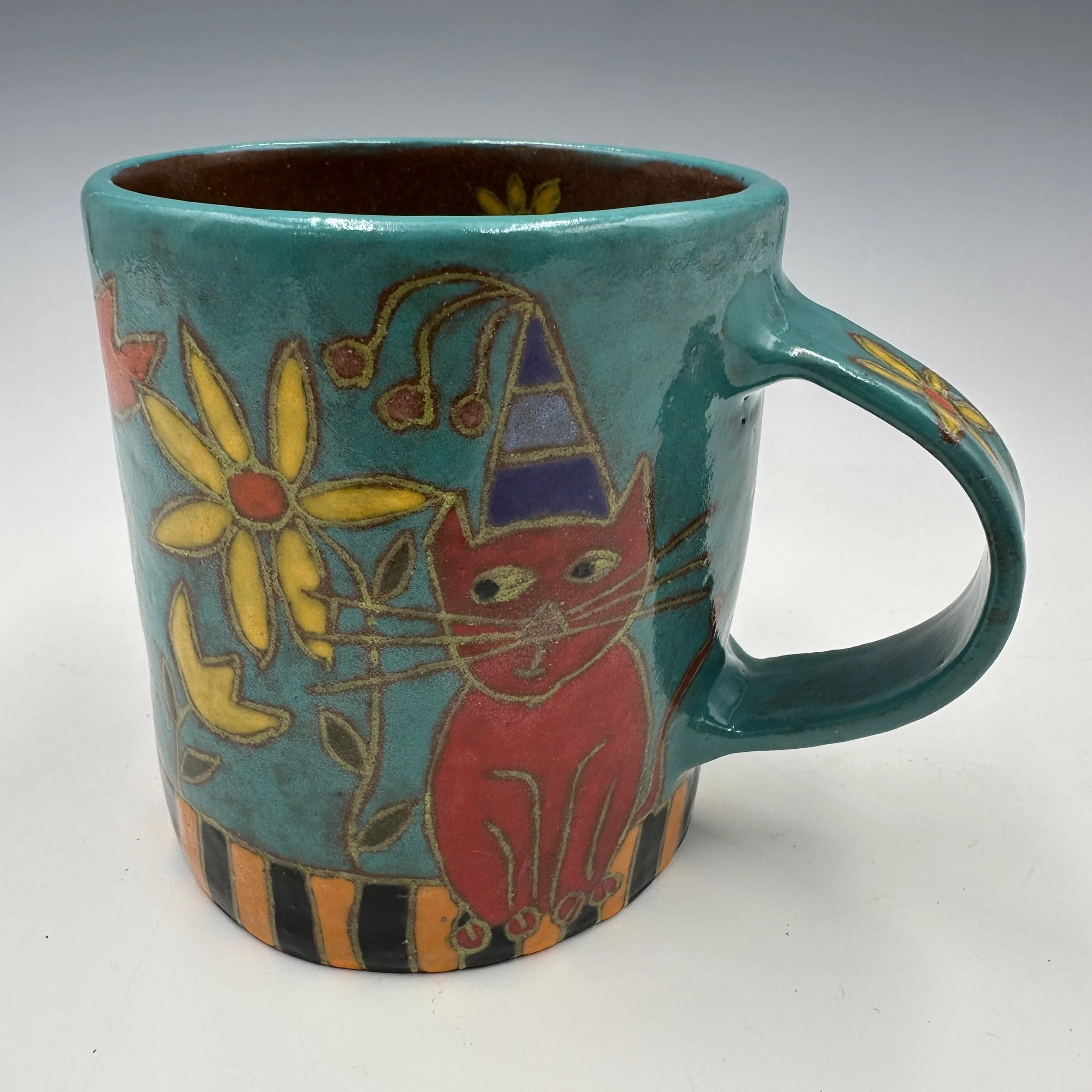 Mara Gross Cat with Purple and Blue Hat Mug