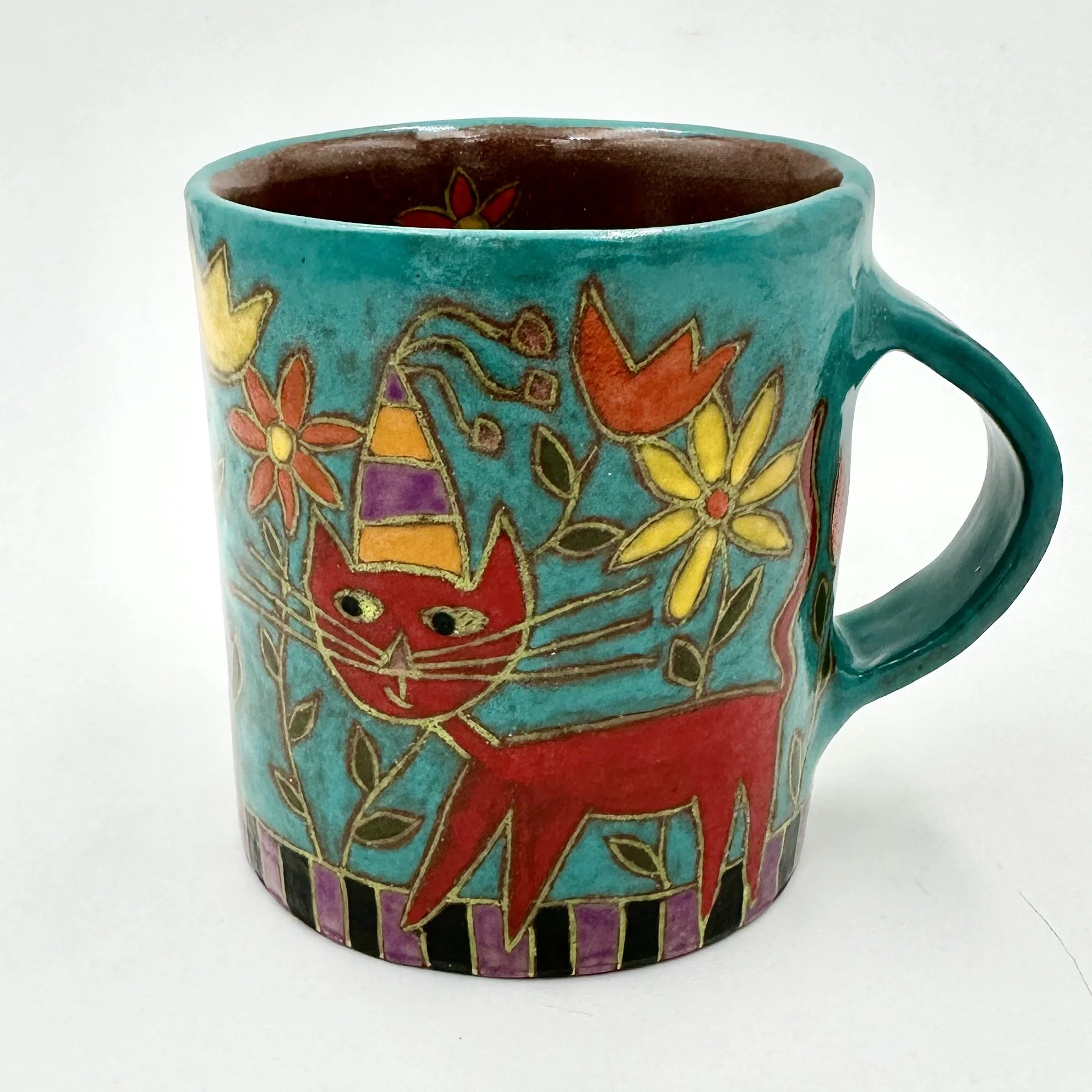 Mara Gross Red Cat Walking Through Flowers Mug