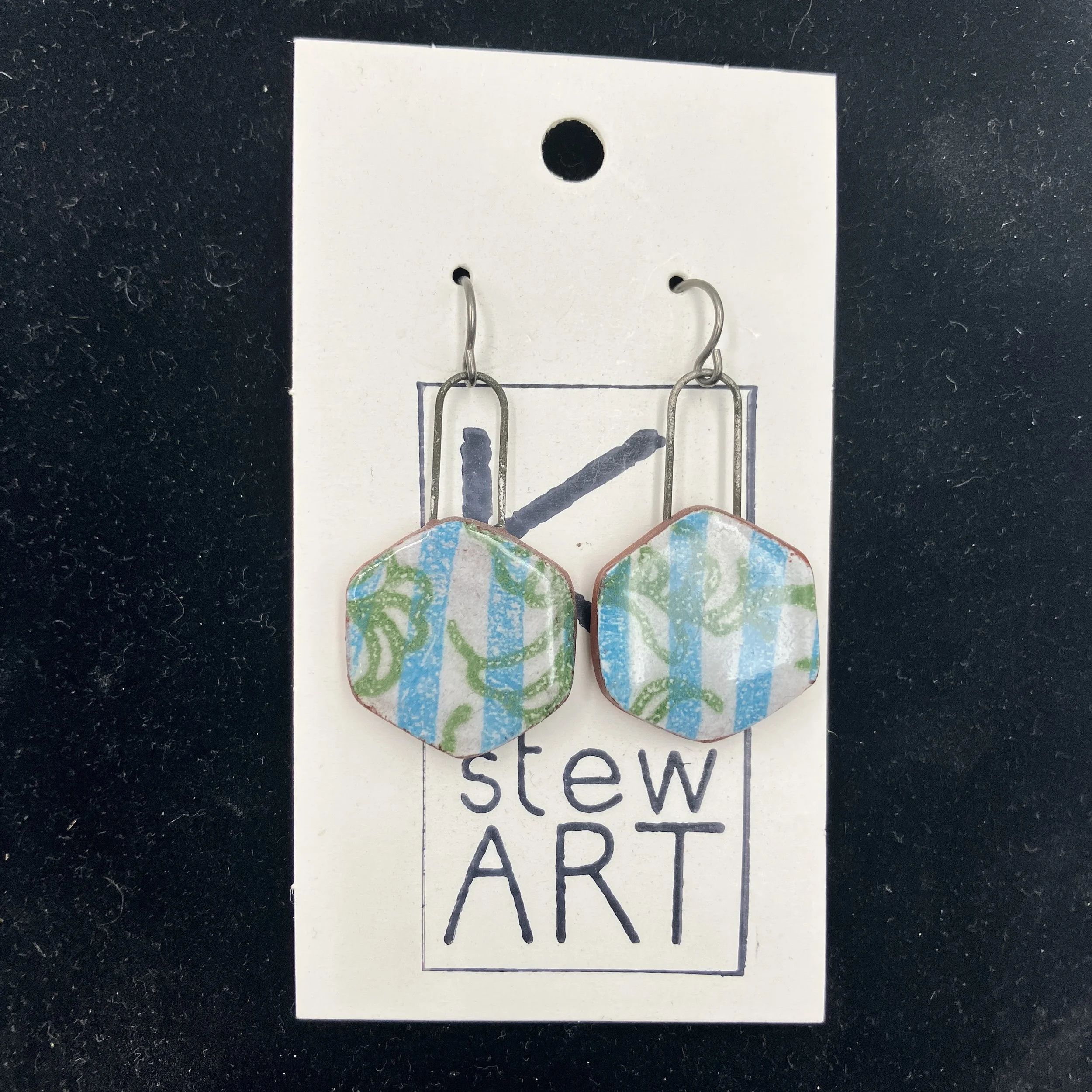 Kelli Stewart Blue Striped Earrings