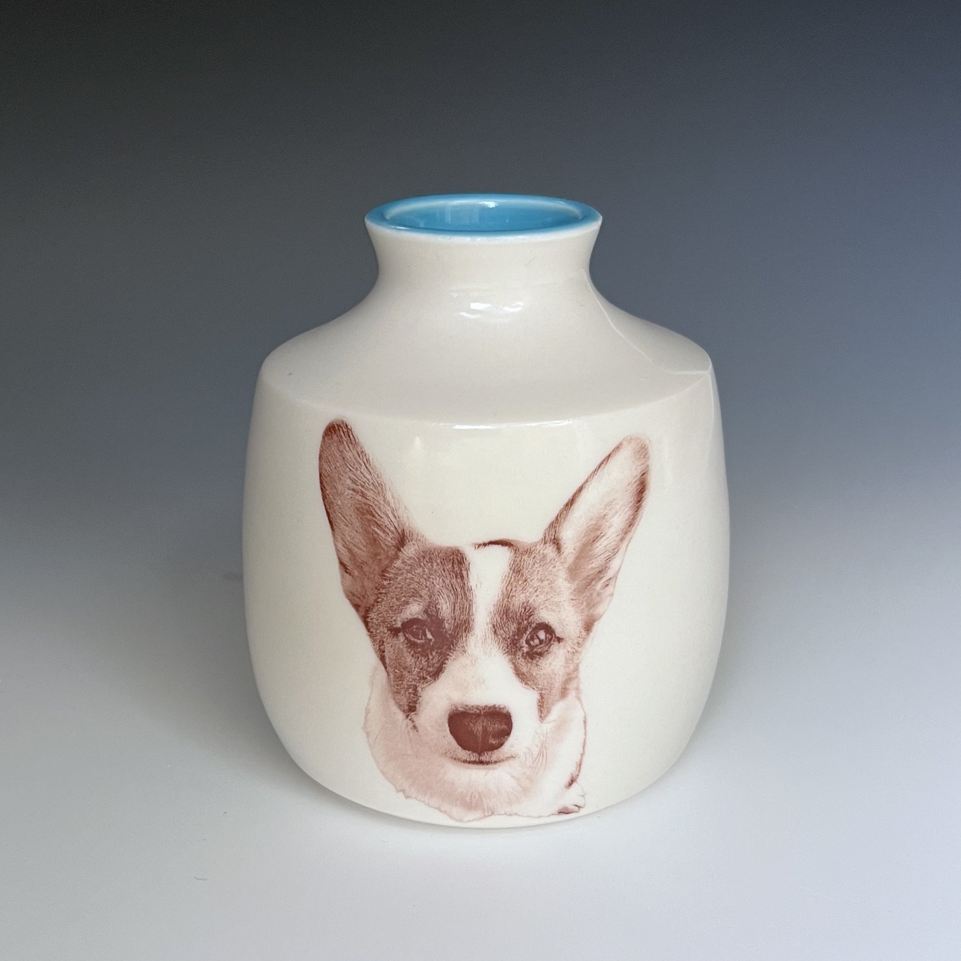 Deborah Jaffe Corgi Puppy Bud Vase
