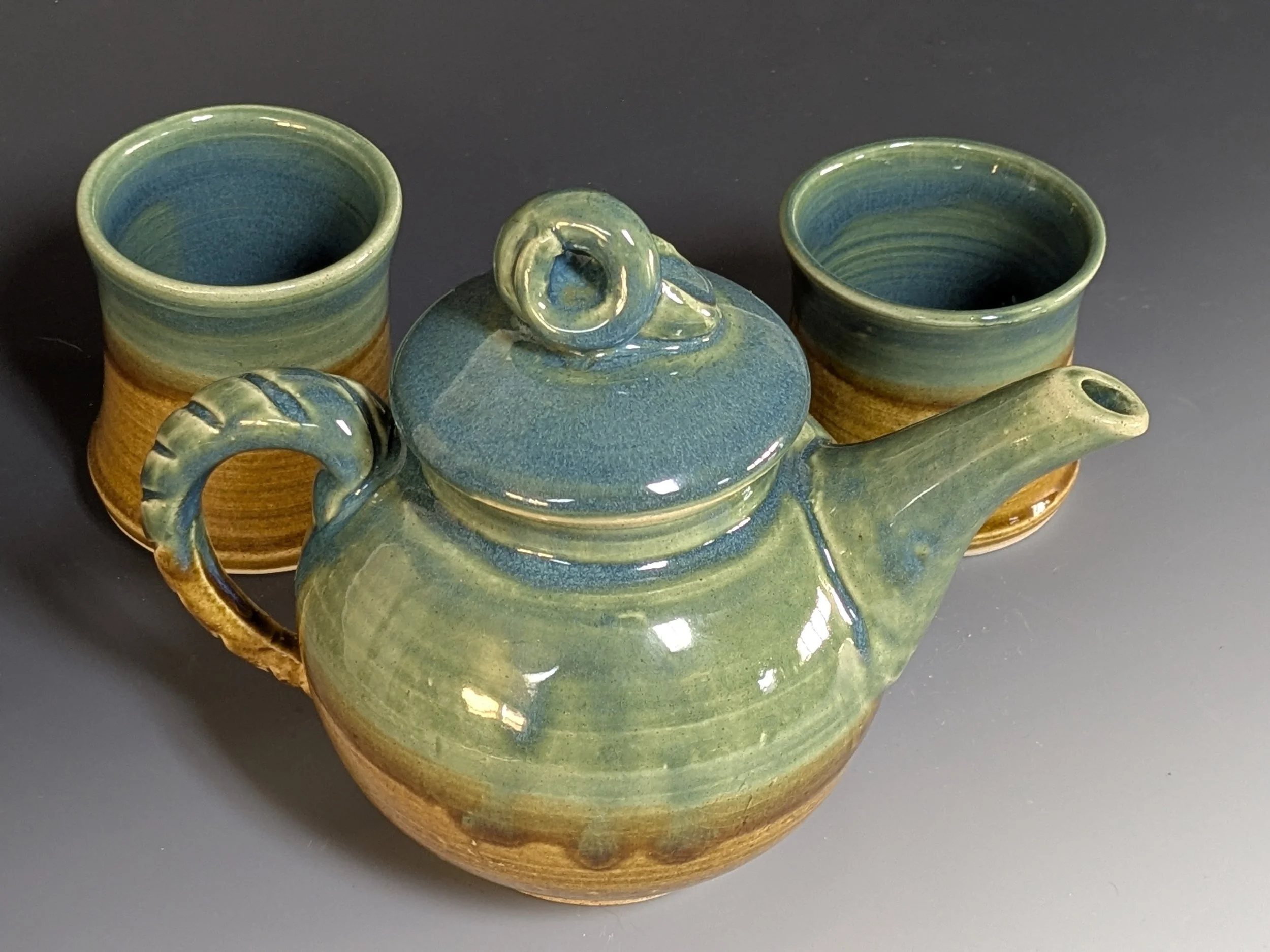 Bobby Scroggins Turquoise & Honey Tea Set