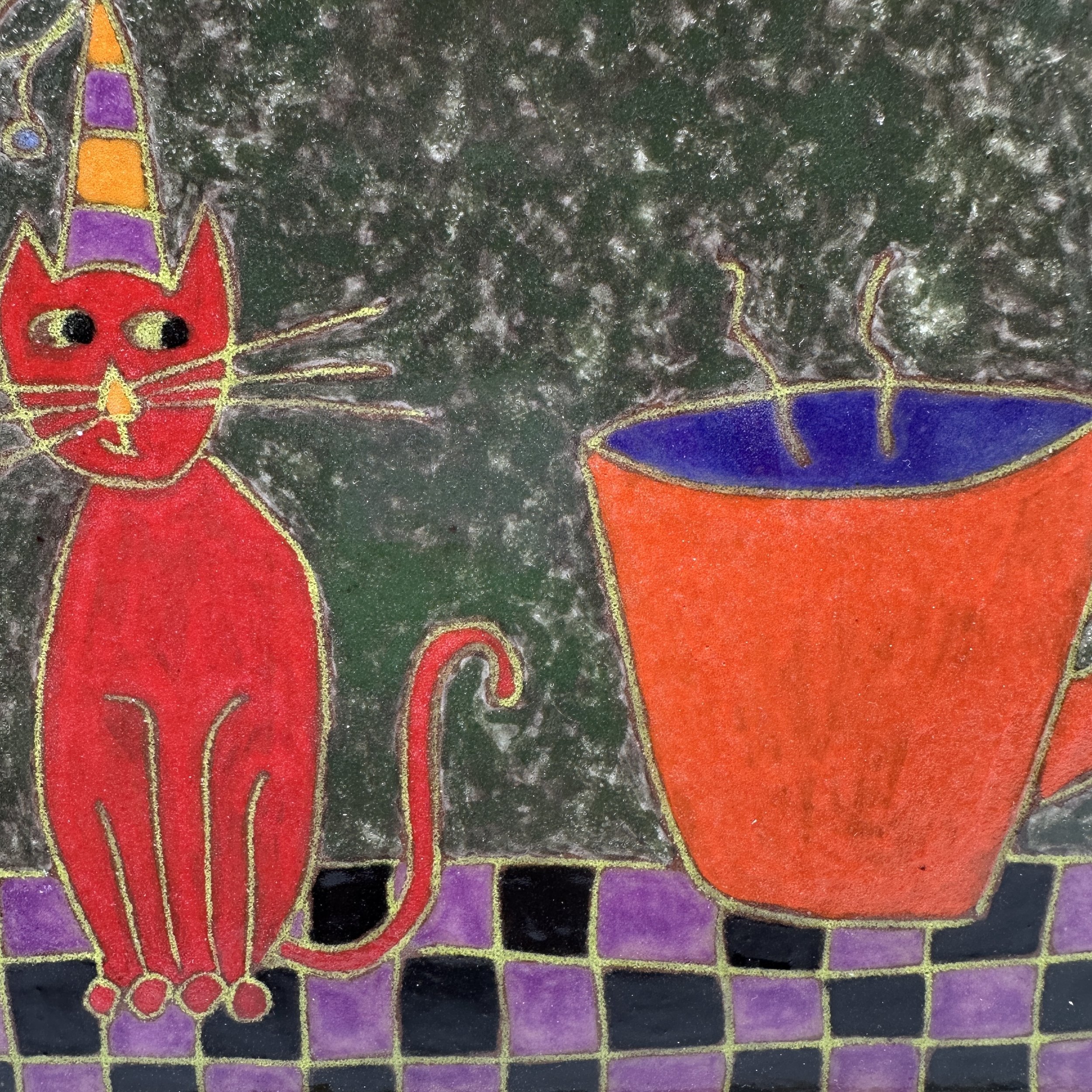 Red Cat with Orange Coffee Cup Close UP.JPG
