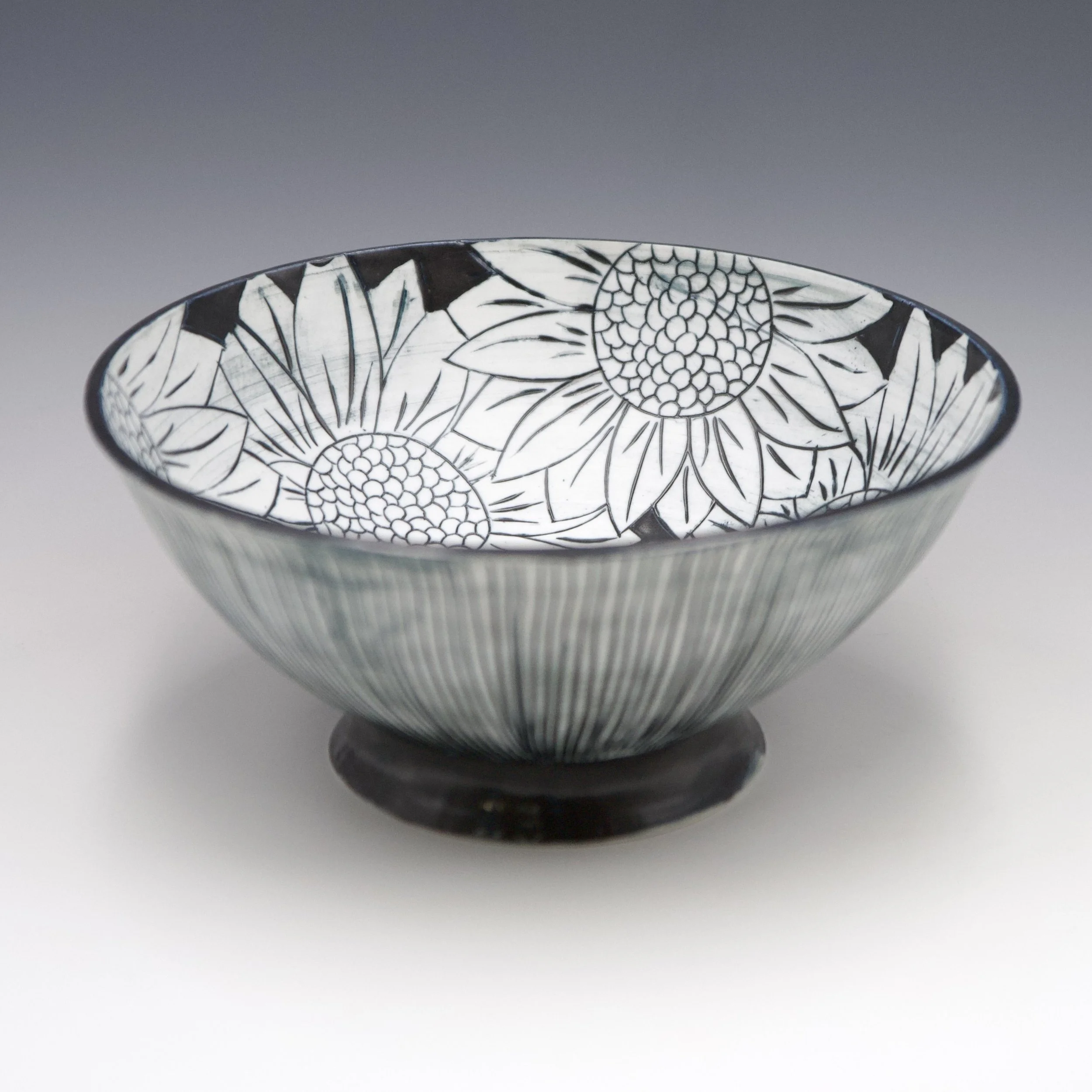 Clay Art Center - Rose Foley Rose Carved Bowl with Opalescent Interior