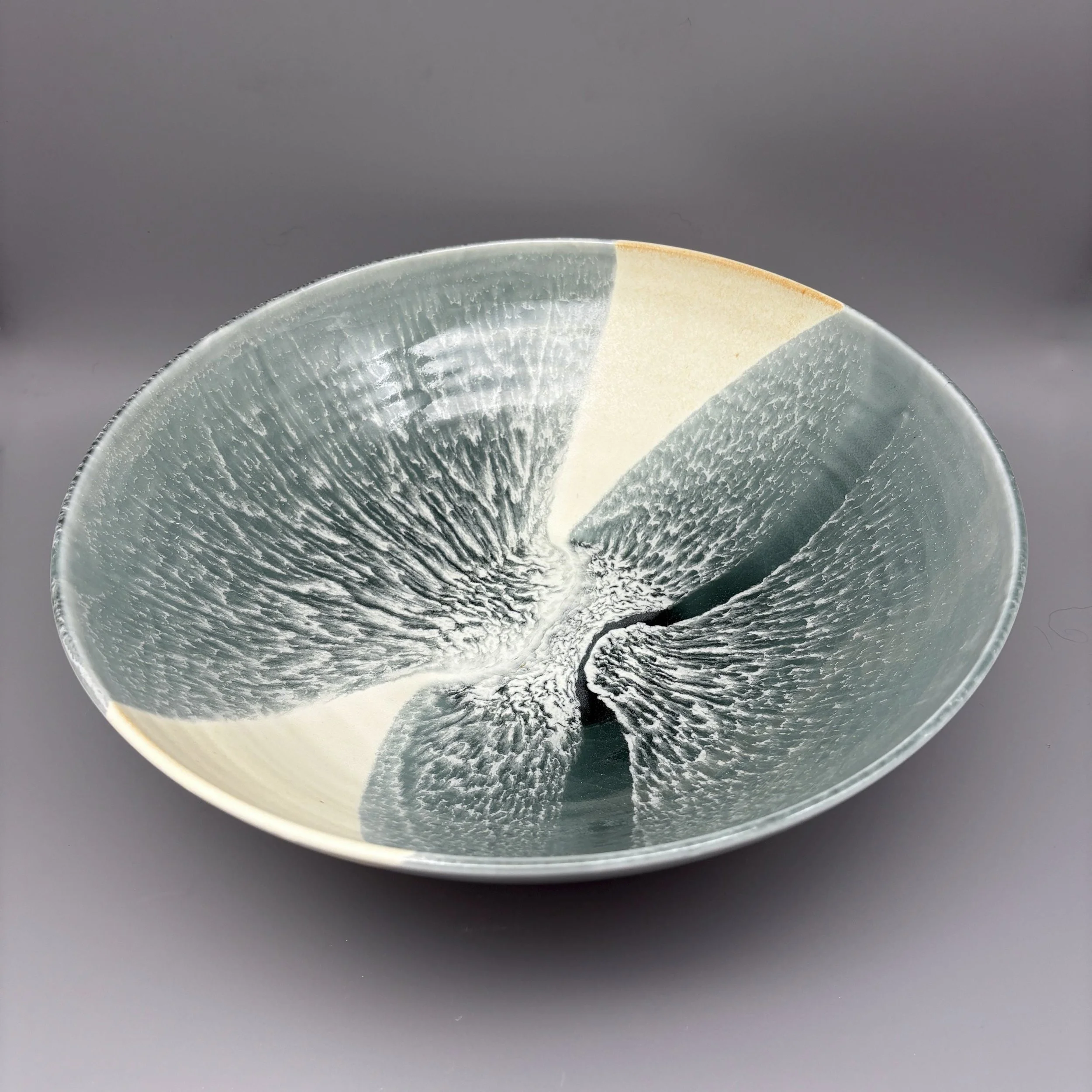 Claire Cohen Steel Blue & White Serving Bowl