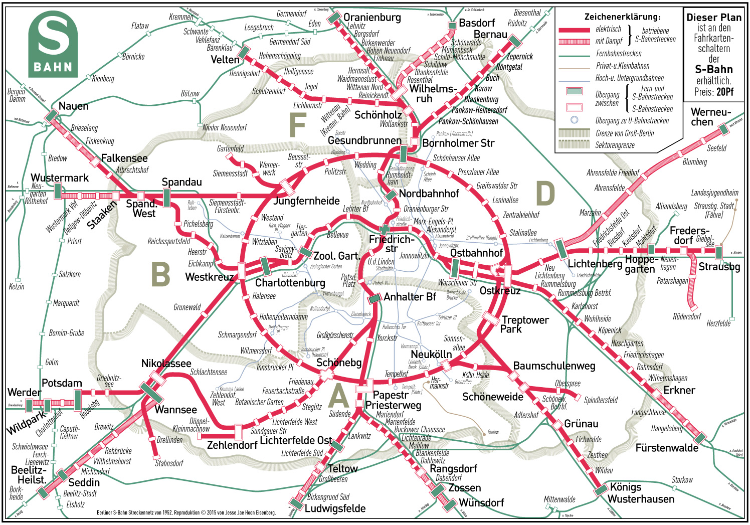Recreation of the 1952 S-Bahn Berlin Map