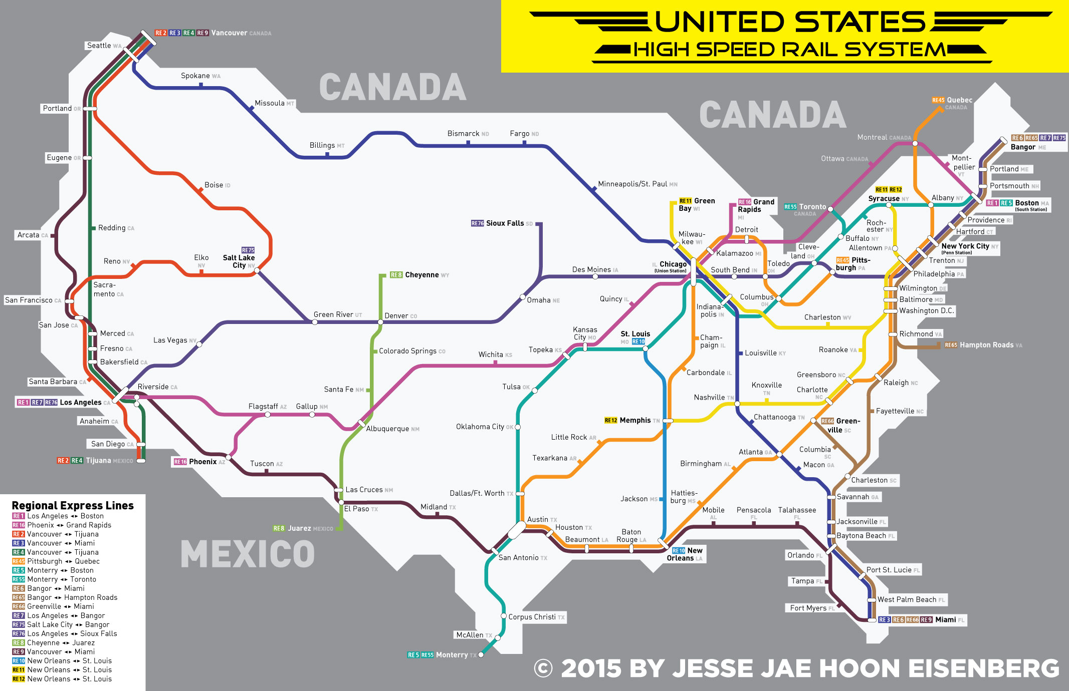 Re-Design of the Proposed U.S. High Speed Rail Map