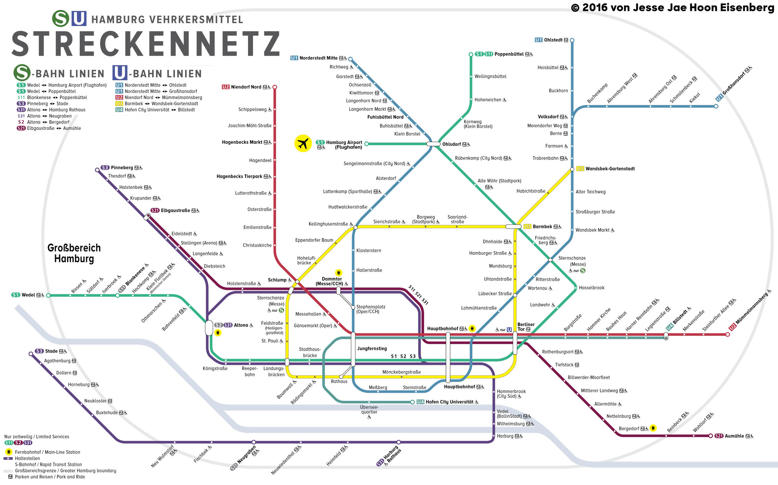 Recreation of the Hamburg S-Bahn/U-Bahn Map