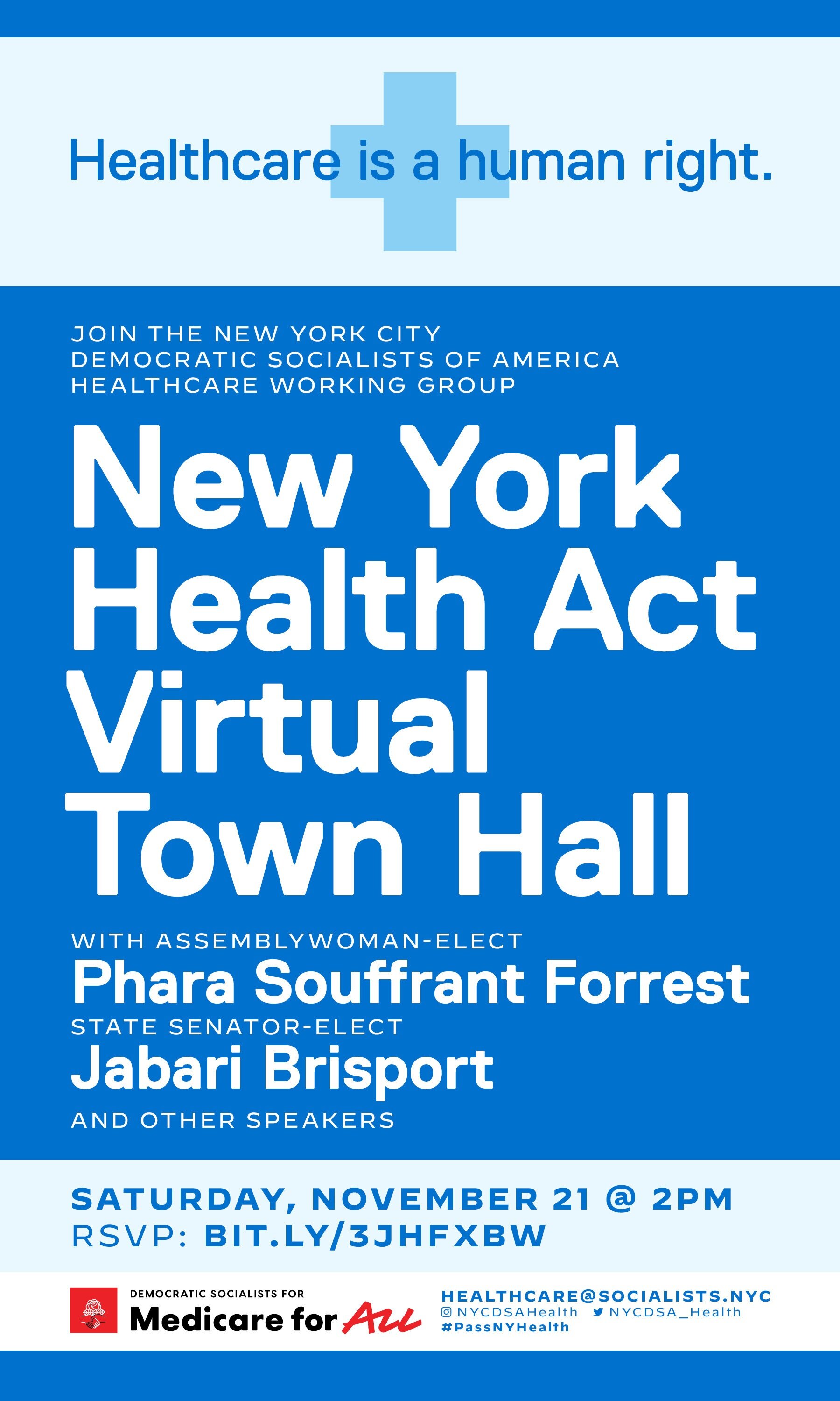 NYC-DSA – New York Health Act Town Hall – Flyer