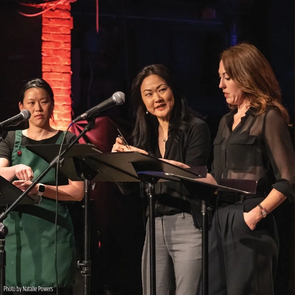  An excerpt from  Saved, Part 1: The Girl and the Sky  from a “THE TEASE” at The New Group, an event celebrating the theater’s new space at Church At St. Clements. Pictured: Jeena Yi, Jully Lee, Kelley Curran. Photo: Natalie Powers. 