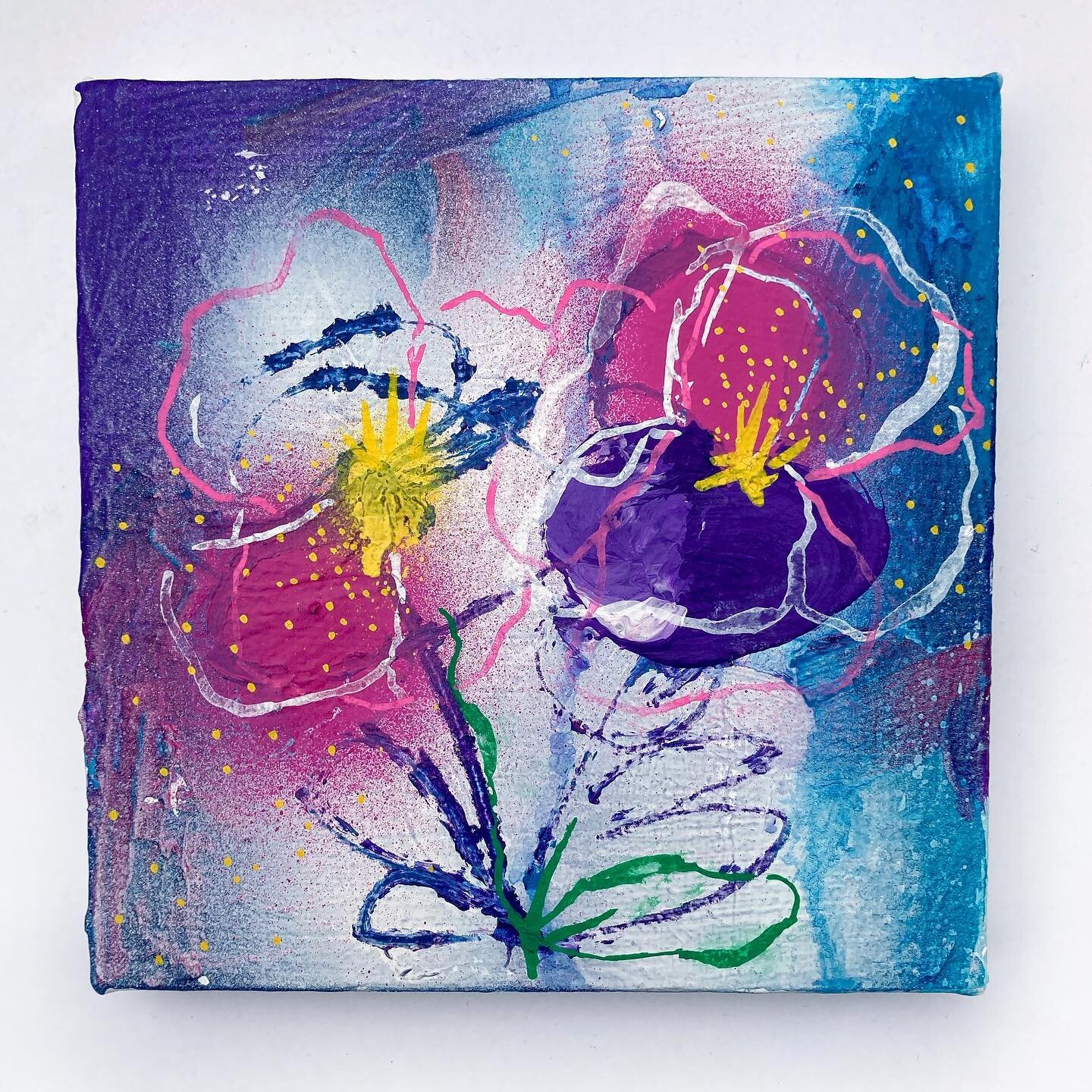 I&rsquo;m back from NH today, and sharing some mini #rageflorals that I finished right before we left. These are all 6x6&rdquo; mixed media on stretched canvas. (Swipe through to see all 4)

They might be mini, but they were fueled by the same rage a