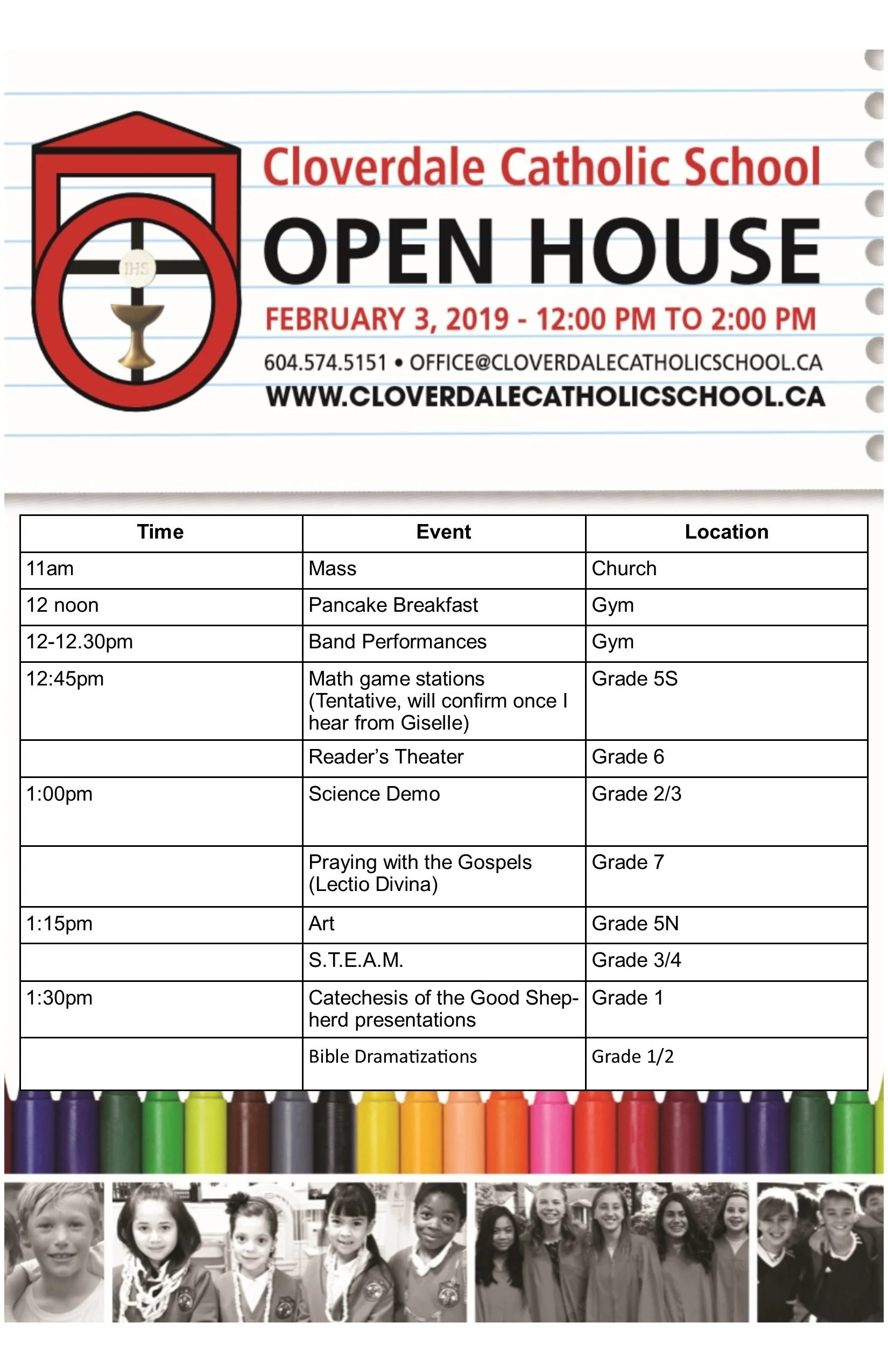 Open House Schedule
