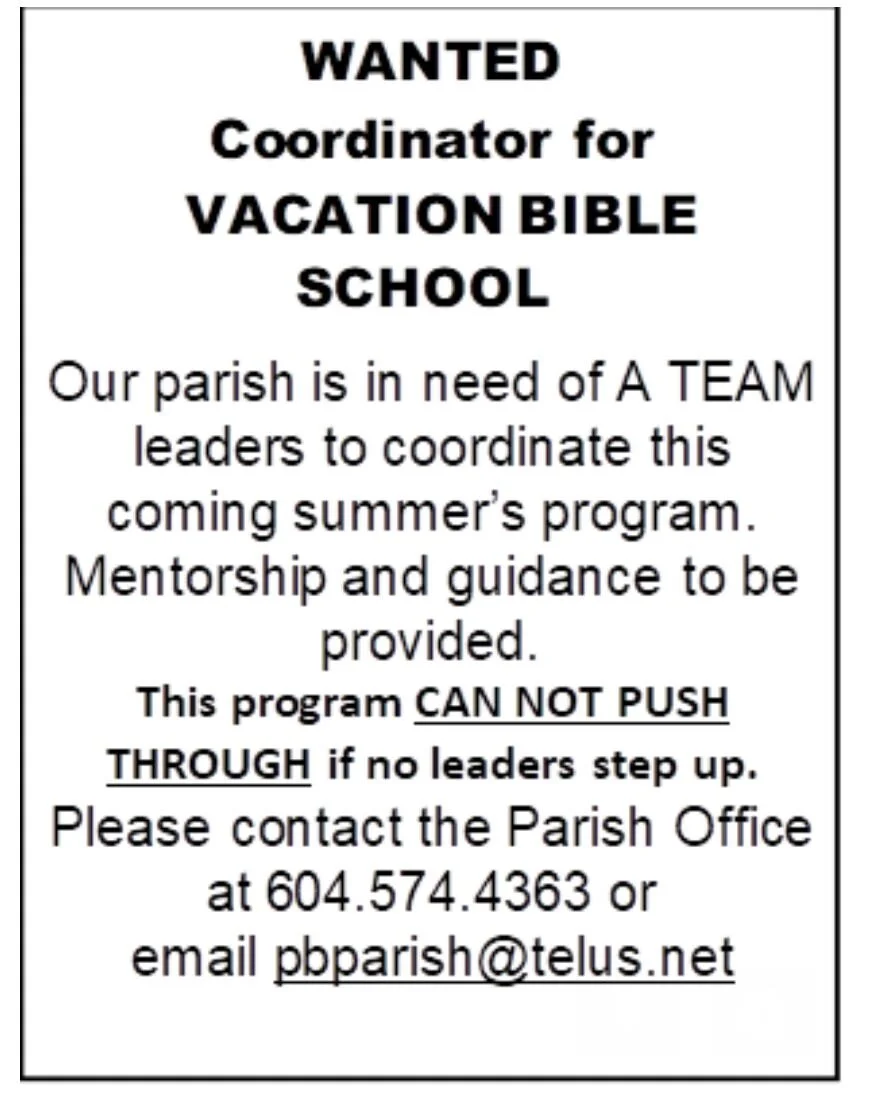 Vacation Bible School 2020 Needs Your Help