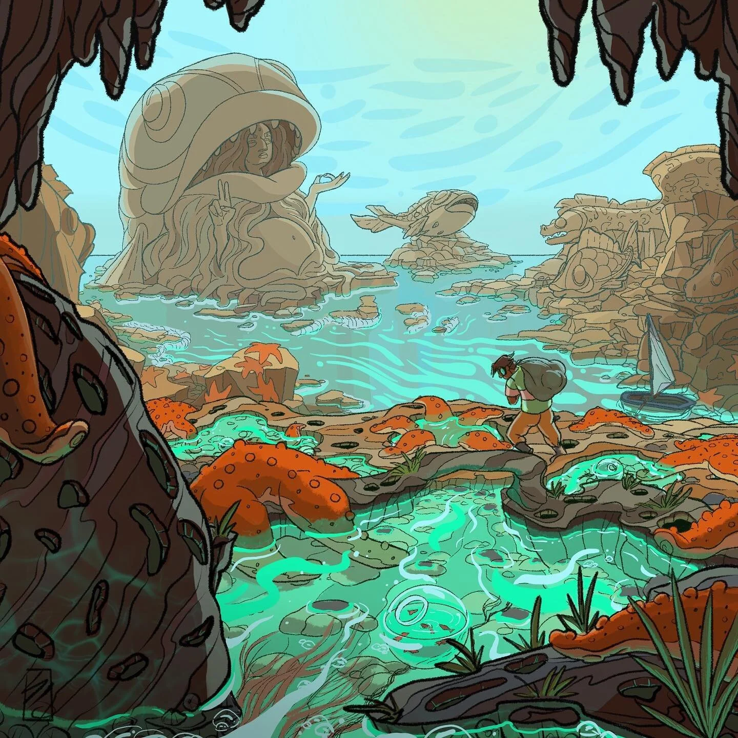 Finally finished this vis dev piece for a personal project.
#wishiwasthere 

#visdev #digitalillustration #digitalart #ipadpro #starfish #seacliffs and #seacaves