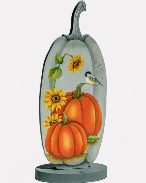 Pumpkins, Chickadee and Sunflowers.jpeg