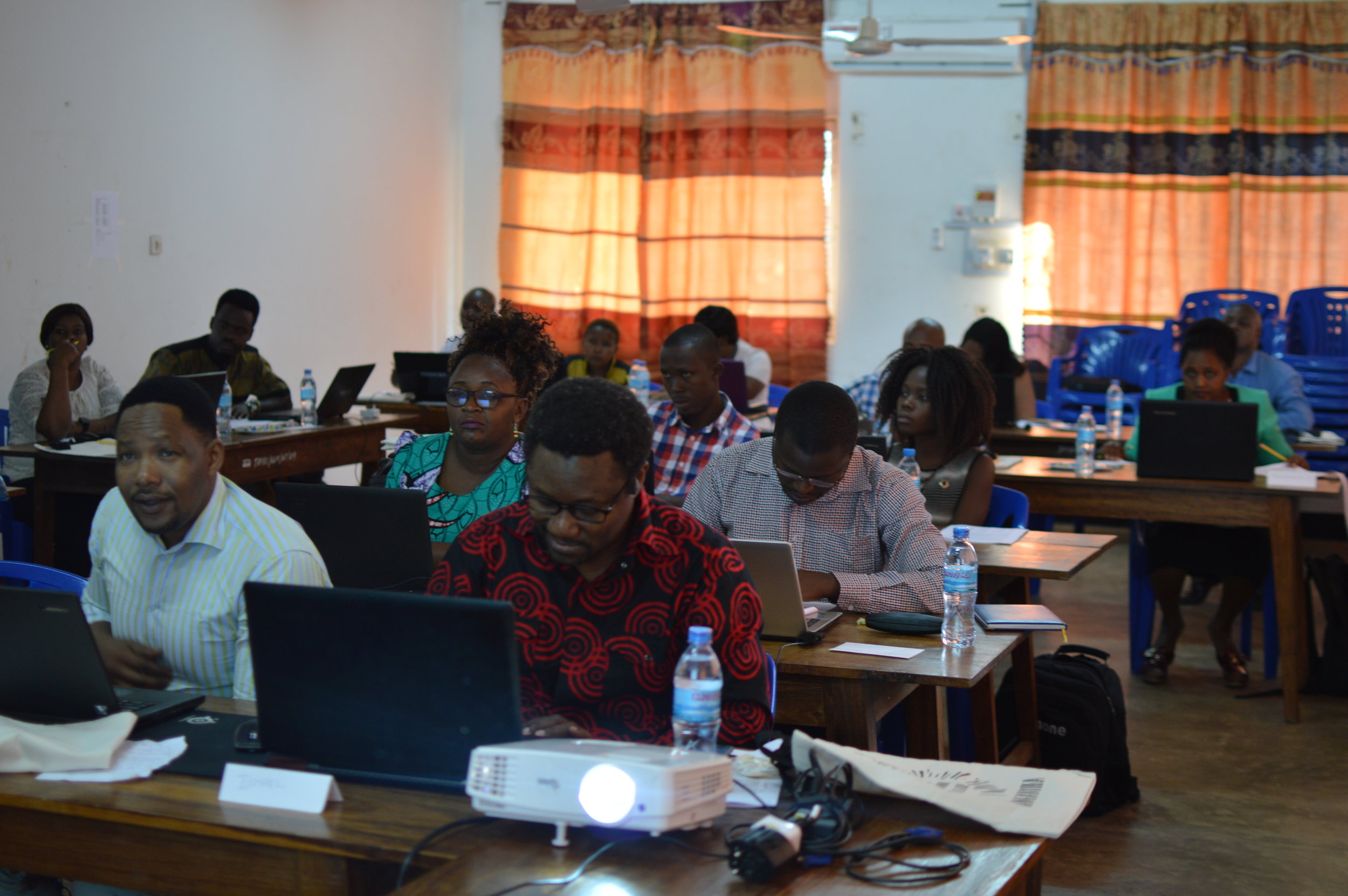 Participants hard at work learning R.