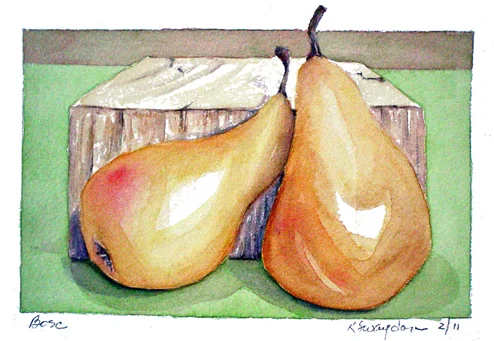 Bosc Pair 8 x 10" matted $225