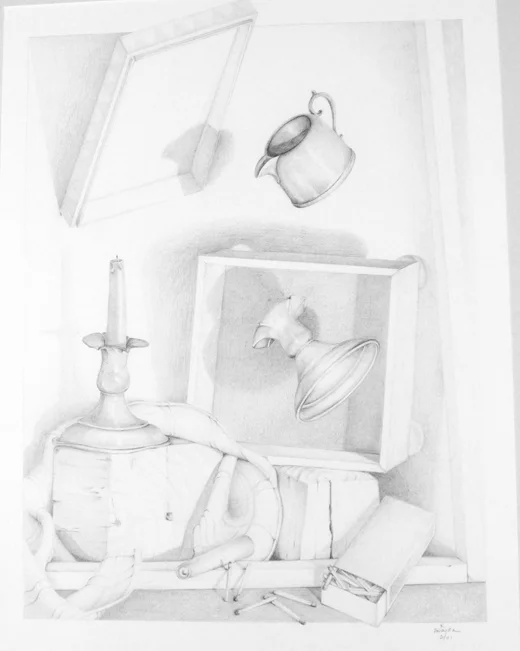 Still Life with Candlestick 22 x 28" framed $875