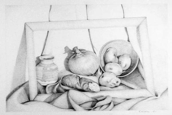 Still Life with Onion and Potatoes 22 x 28" framed $875