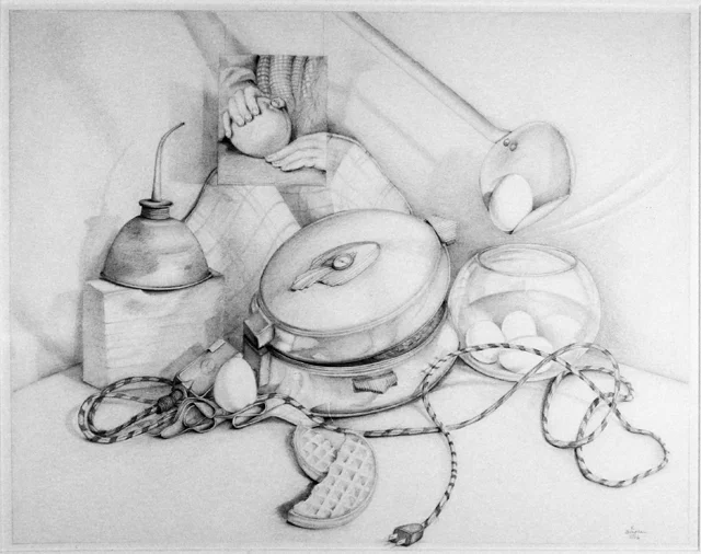 Still Life with Waffle Iron 22 x 28" framed $875