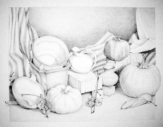 Still Life with Pumpkins 22 x 28" framed $875