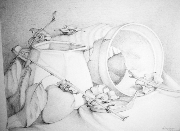 Still Life with Persimmon and Pitcher 8 x 10" SOLD