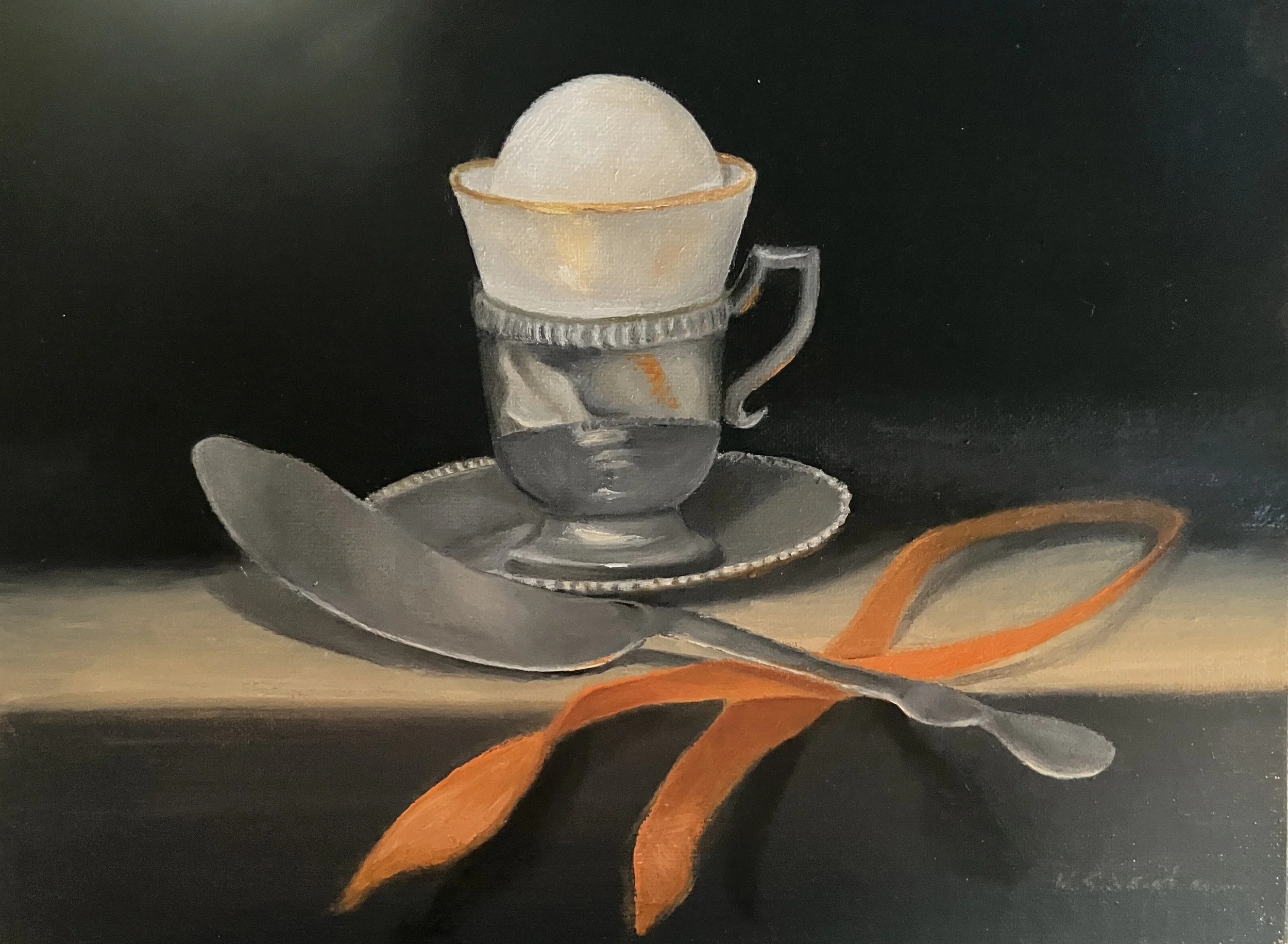 Still-life with Egg Cup - 6 x 8 " oil on linen panel - $255