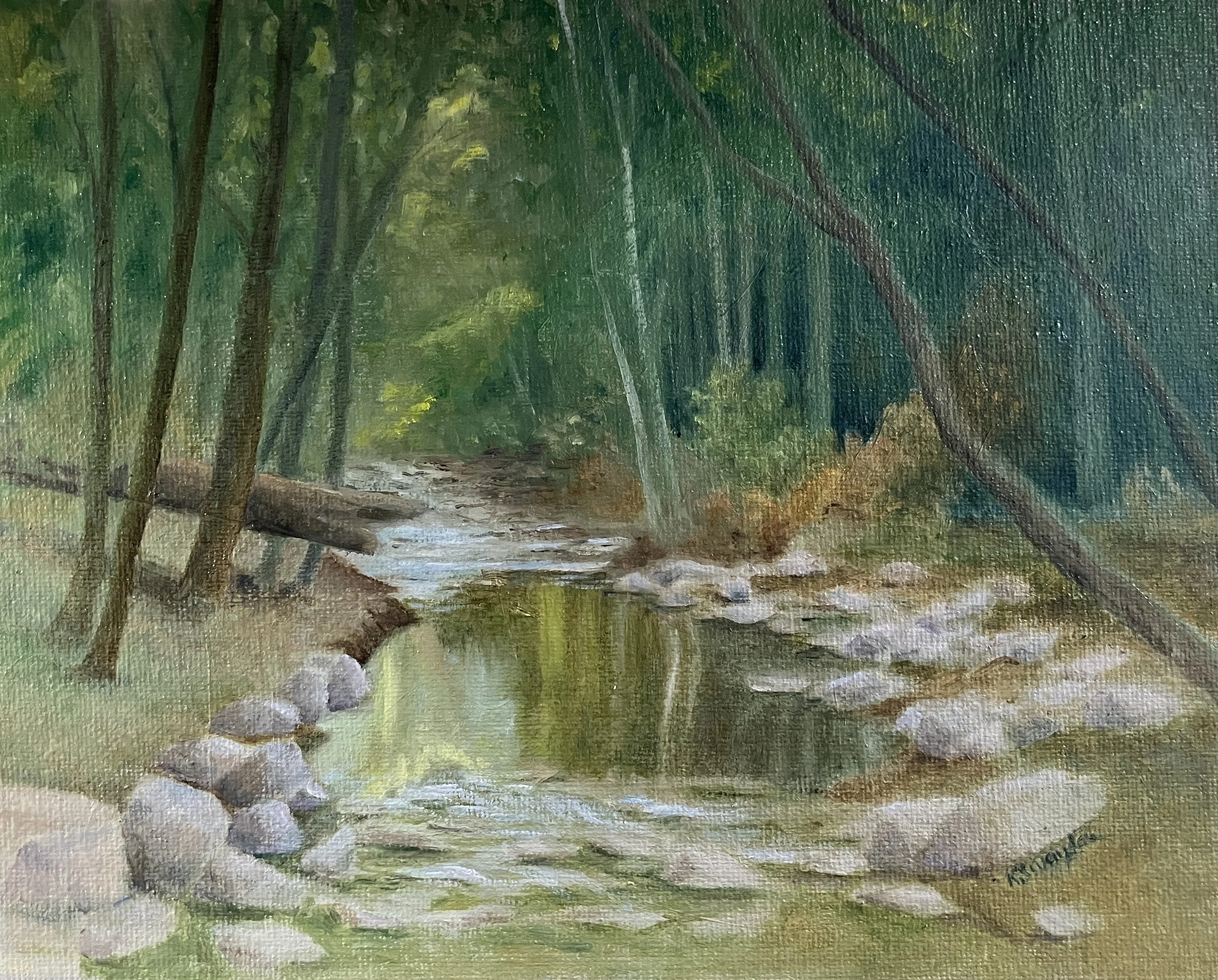 Gabrielino Crest Trail Stream - 8 x 10" oil on linen panel - $275