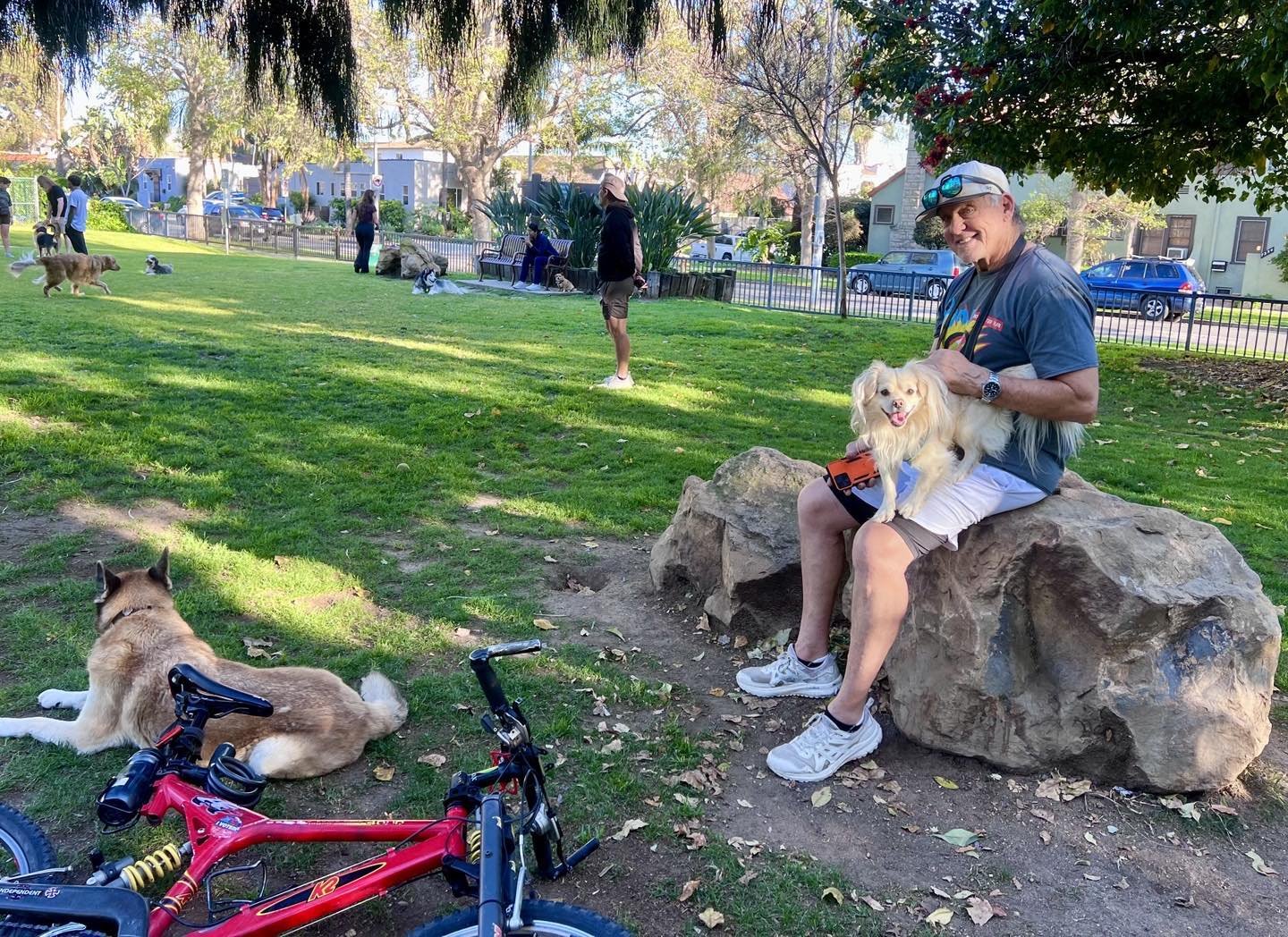 Life in my Melrose Village hood. Bike ride with Blue to our local park, my neighbors dog Rocket says howdy&hellip;.