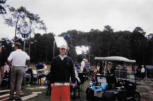 On set for a Golf Commercial. I remember being the first person there at 4:30am and one of the last people to leave well past sunset. It's typical in the film and television industry.