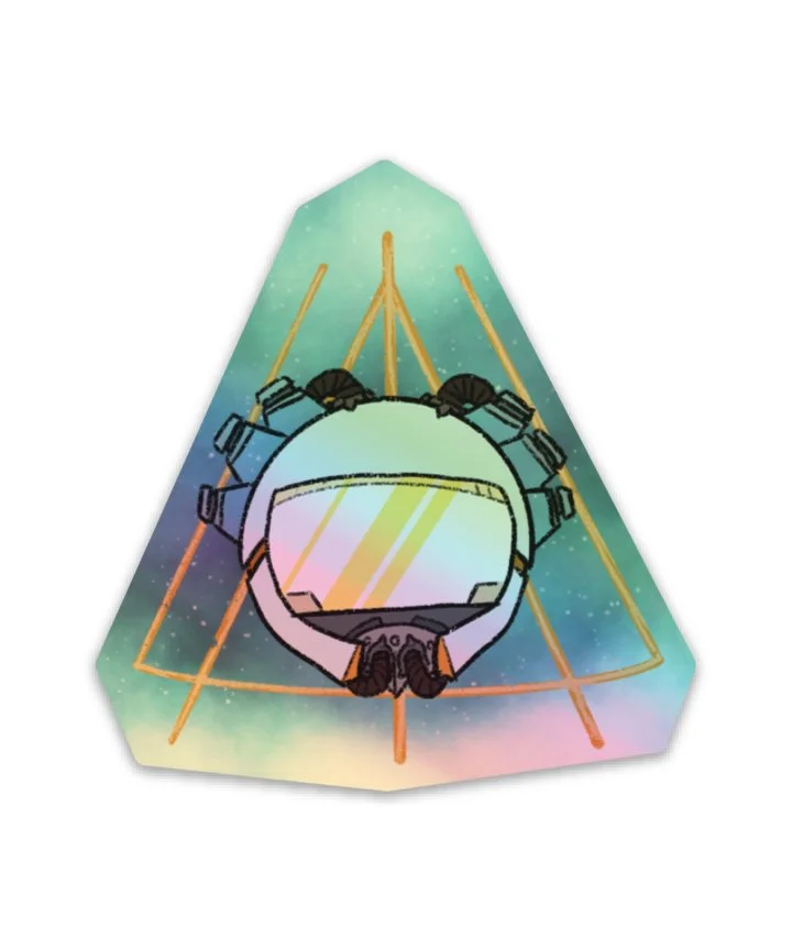 Axolotl in Space holographic sticker by notbop 2.5"
