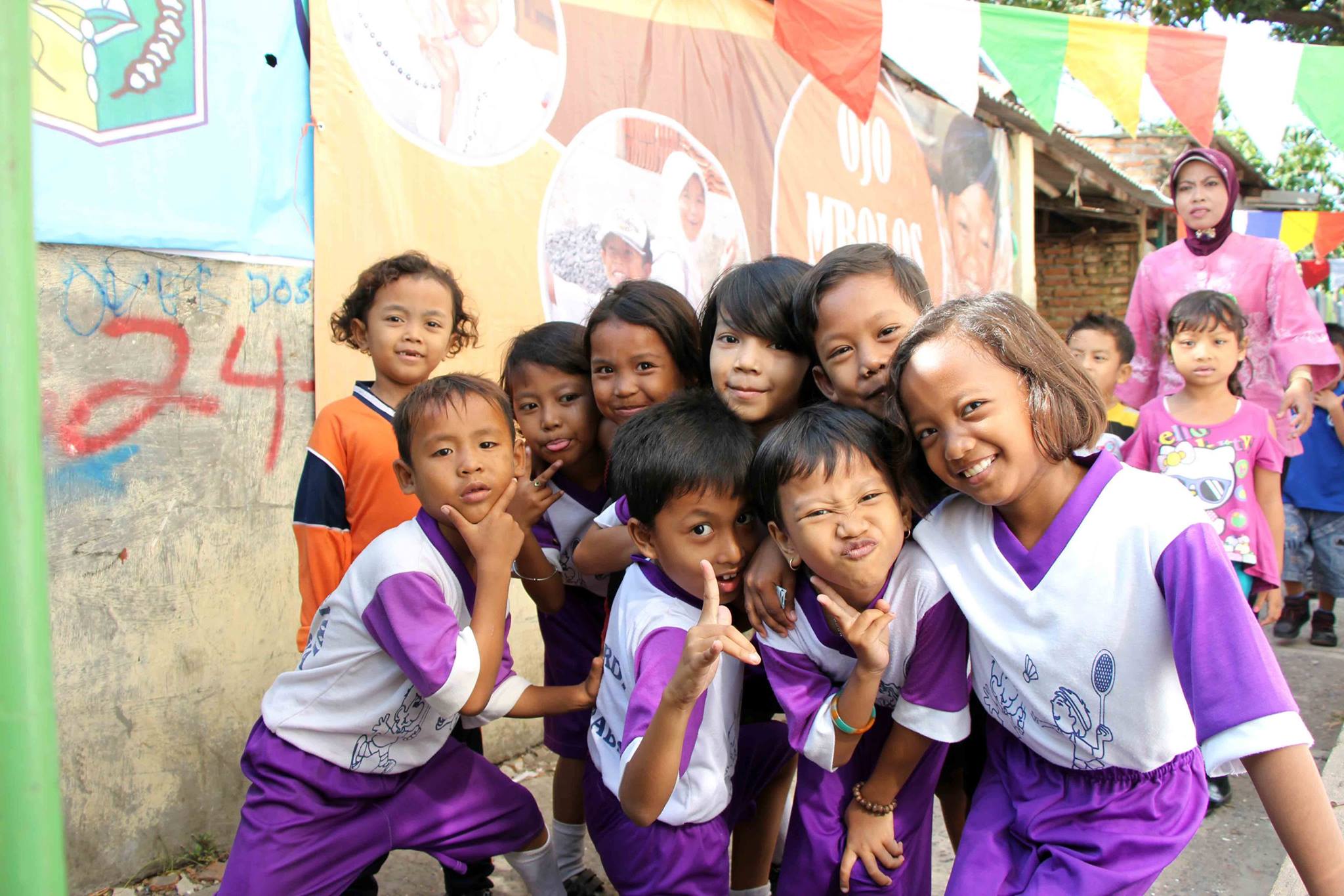 Children learning at the "Don't Skip School" campaign