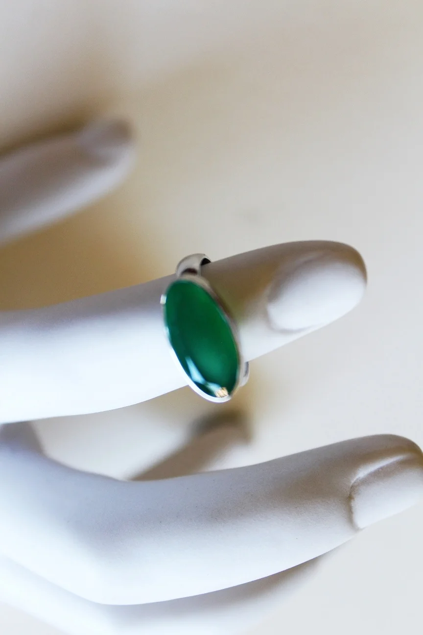 Green Onyx Silver Ring
