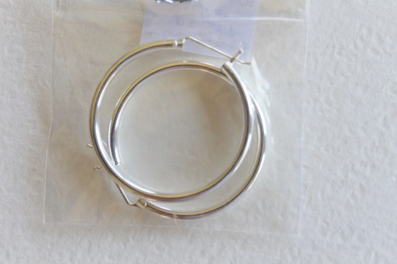 Silver hoop Earrings D 35 mm x 2.5 mm