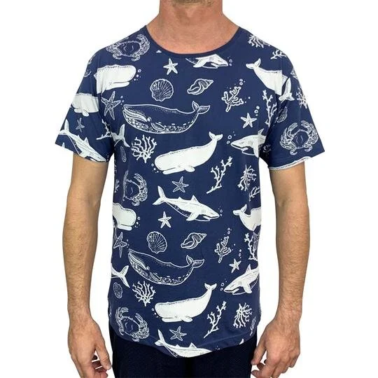 Sea Creatures Dusky Blue - Monster Threads