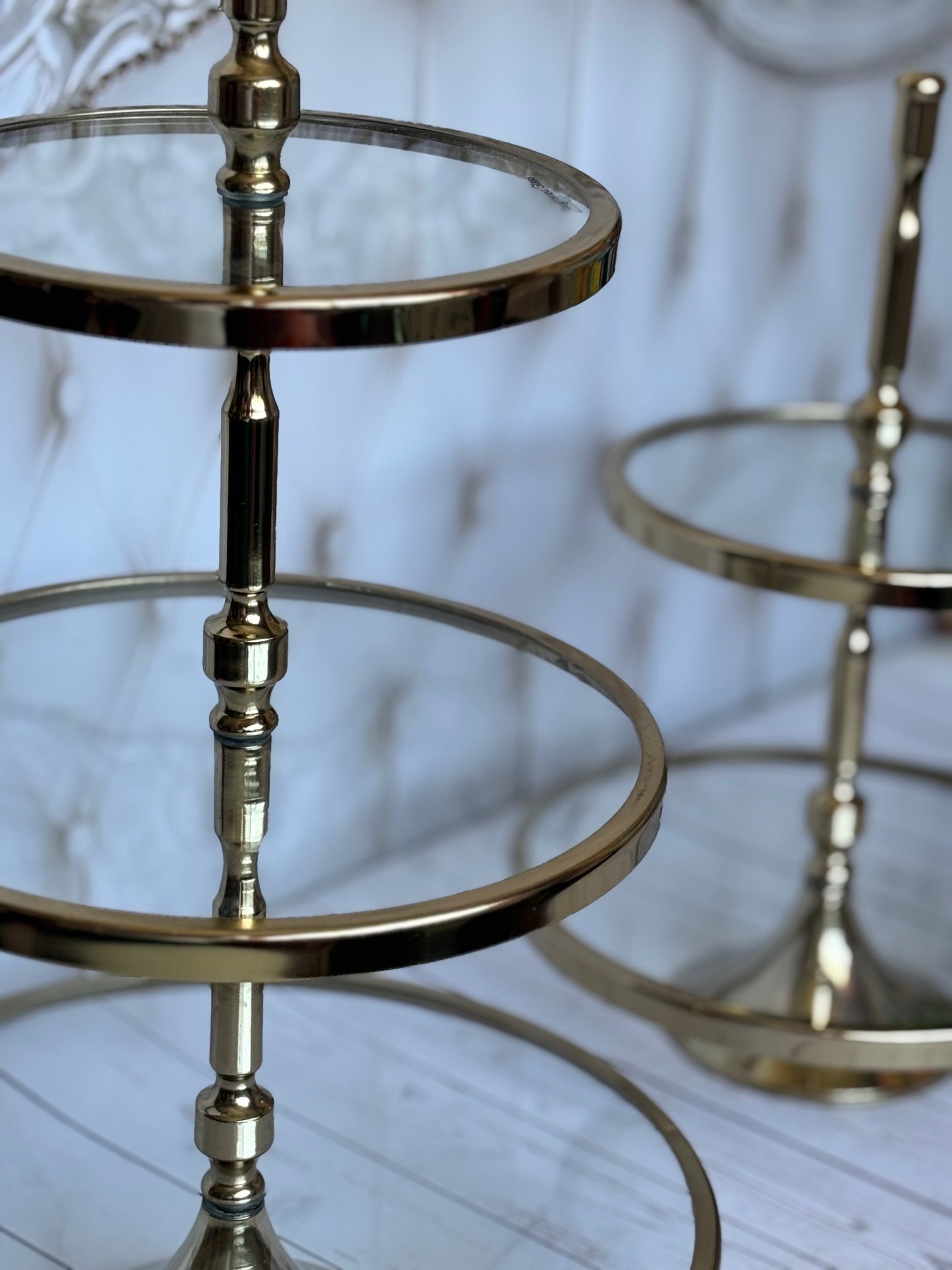 Gold three tier medium stand
