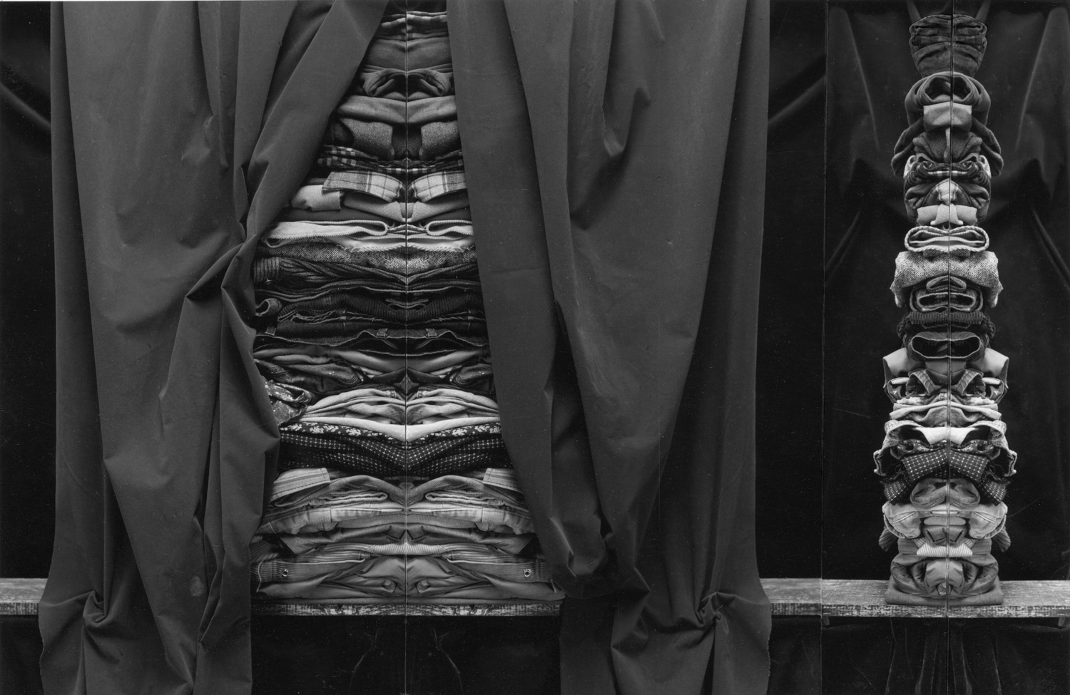 Clothing Stacks, triptych  1996  16X20