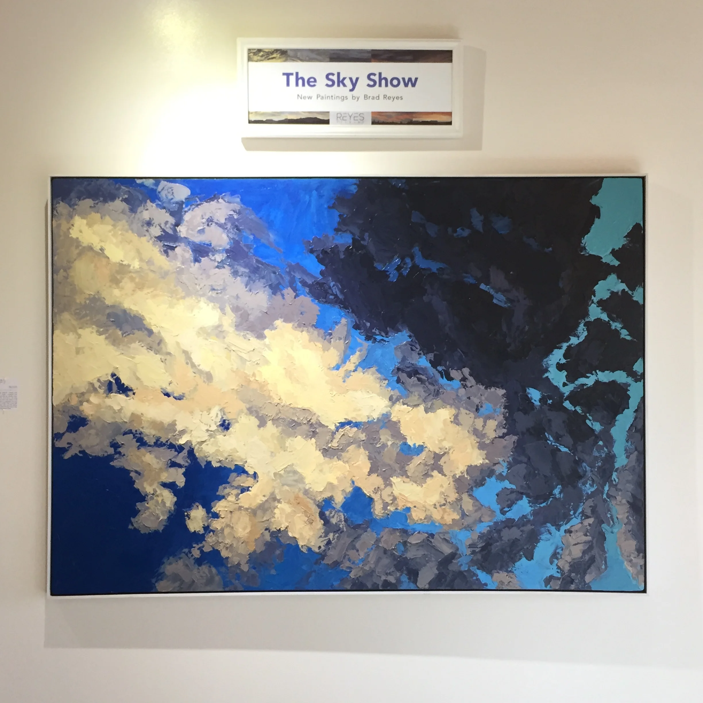 " Santa Fe Sky, No. 3 ", my largest oil painting to date, greets you at the door!