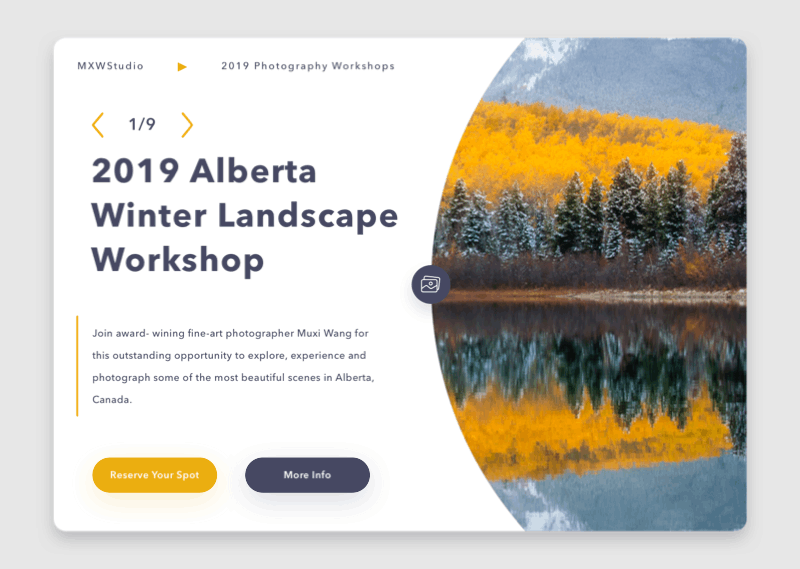 Photography Workshop Interactive UI
